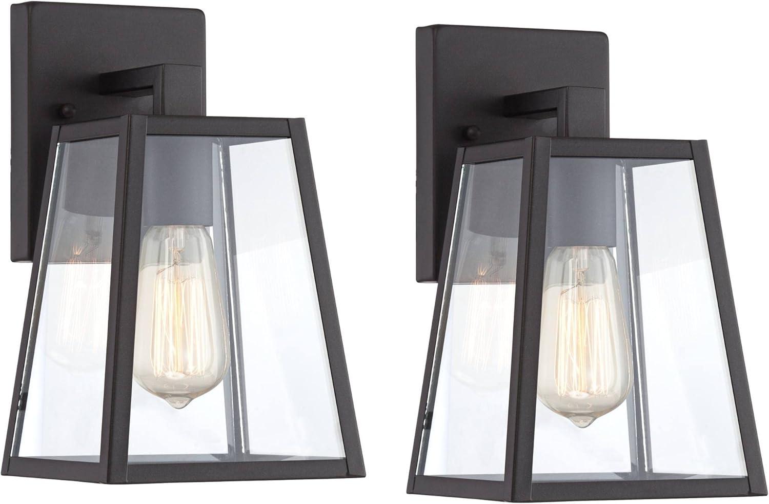 Mystic Black Steel Outdoor Wall Lights with Clear Glass