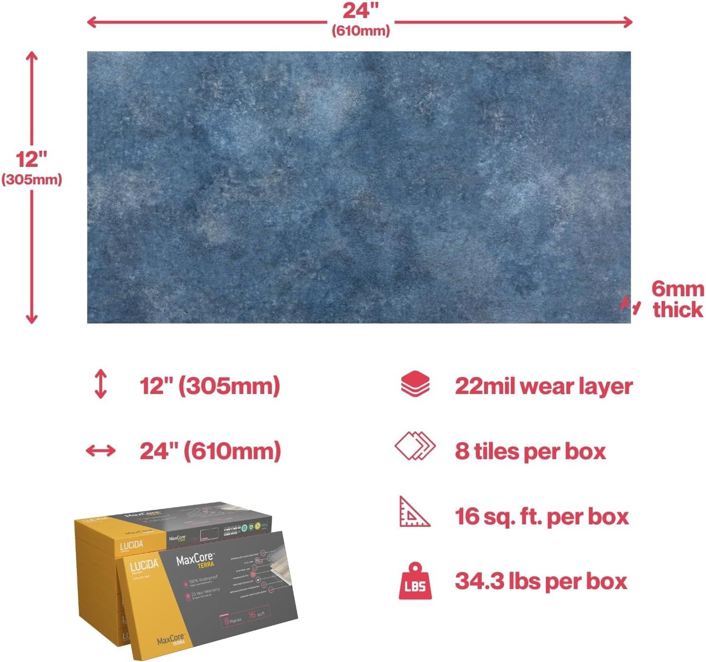 MaxCore Terra 22mil x 12" W x 24" L Click Lock Vinyl Tile Flooring