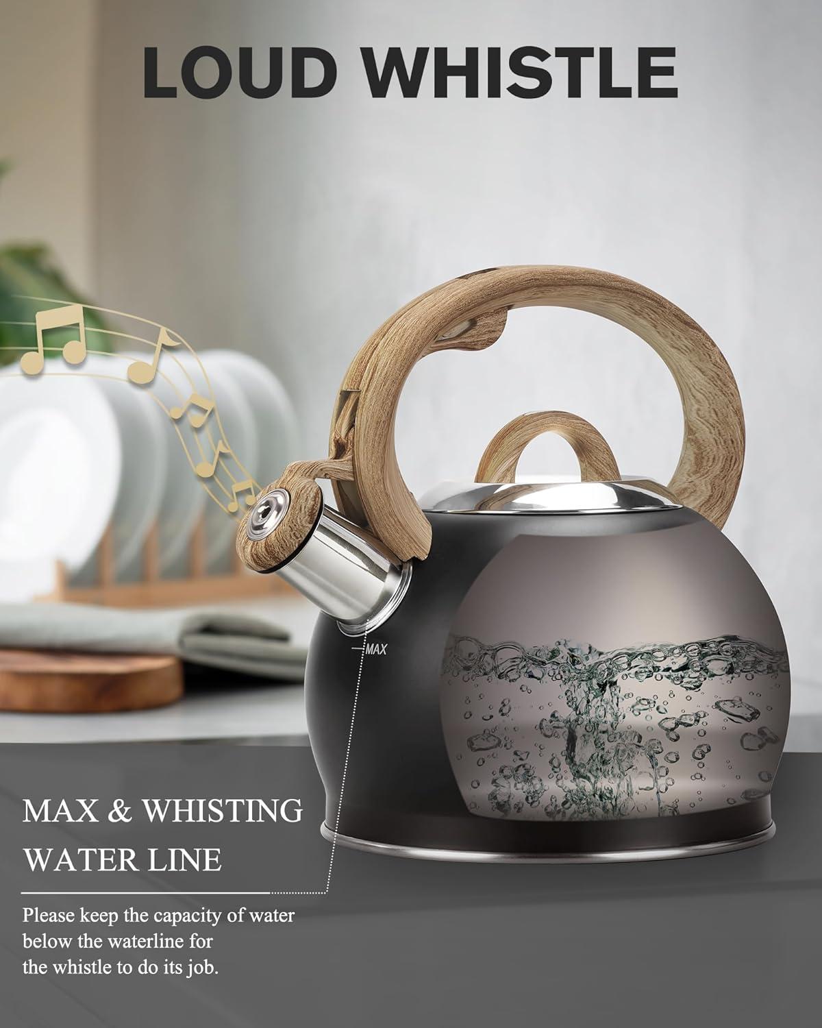 LUXESIT LUXESIT 2.64 Quarts Stainless Steel Whistling Stovetop Tea Kettle