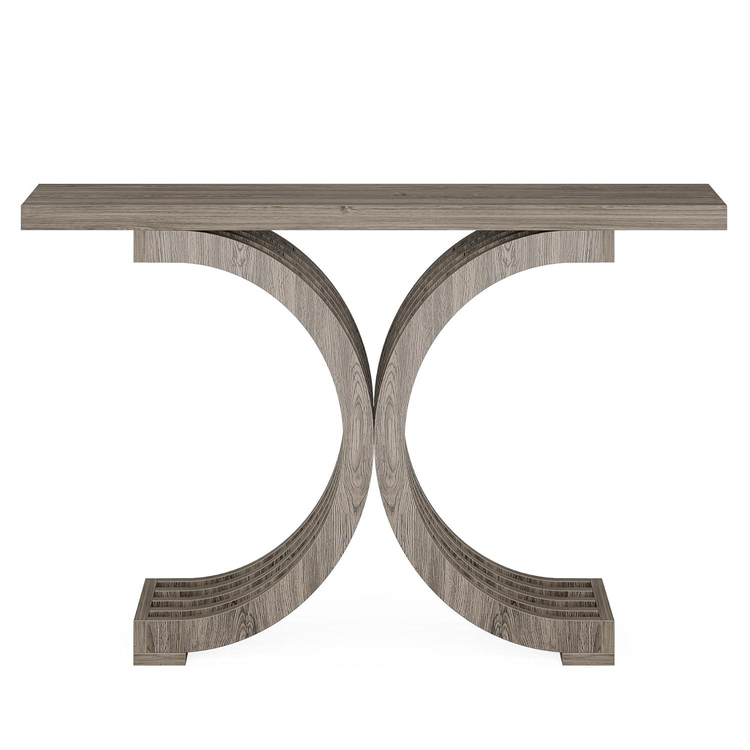 Tribesigns Modern 39-inch Console Tables, Farmhouse Entryway Table with Geometric Base, Wooden Narrow Hallway Table/Sofa Table for Living Room, Grey