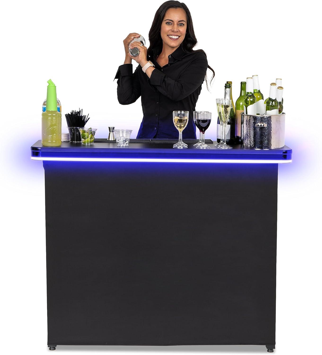 GoPong GoBar PRO LED Commercial Grade Portable Bar Table with Multi-Color Lights - 47.5 x 19 x 38 IN