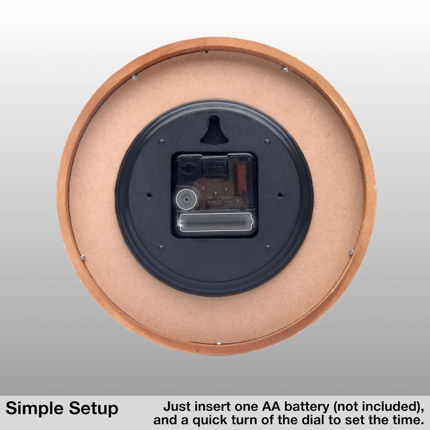 Driini Modern Mid Century Wood Analog Wall Clock (9") - Battery Operated with Silent Sweep Movement - Small Decorative Wooden Clocks for Bedrooms, Bathroom, Kitchen, Living Room, or Office…