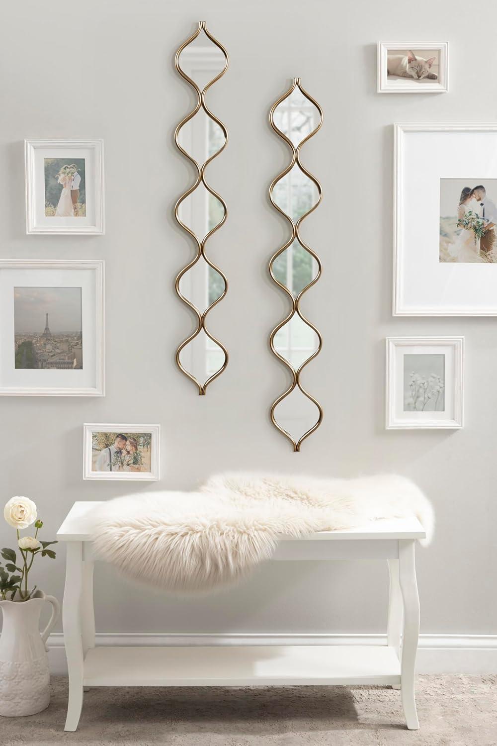 Kate & Laurel All Things Decor 7"x42" Loxi Teardrop Panel Wall Mirror Gold