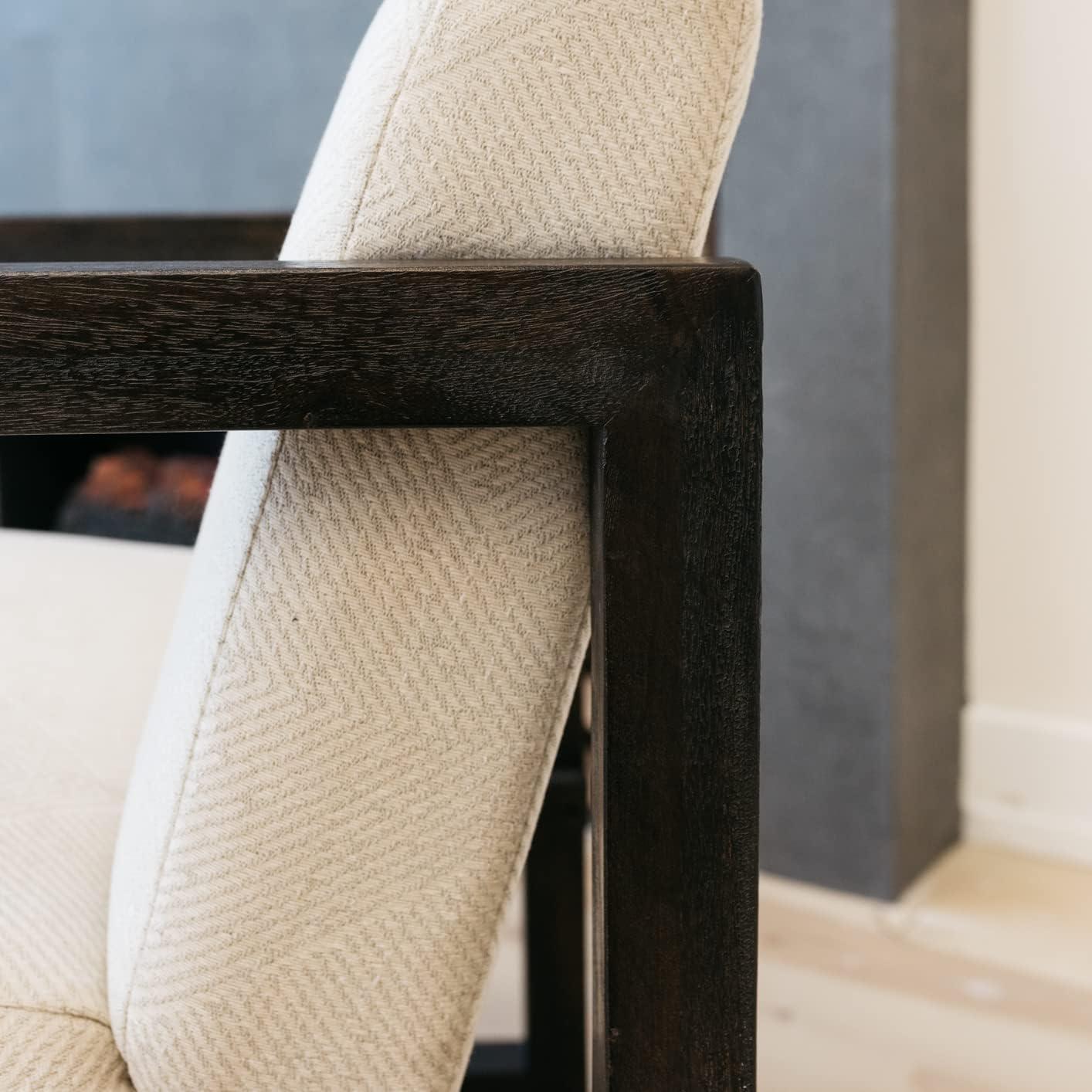 Signature Design by Ashley Alarick Accent Chair Cream: Upholstered Wooden Legs, Vintage Style