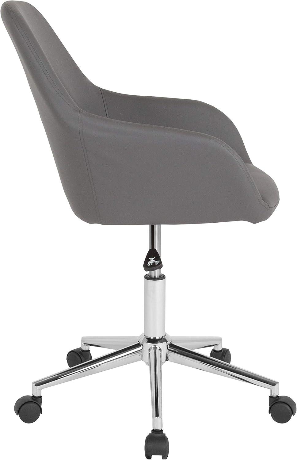 Gray LeatherSoft Mid-Back Task Chair with Chrome Base