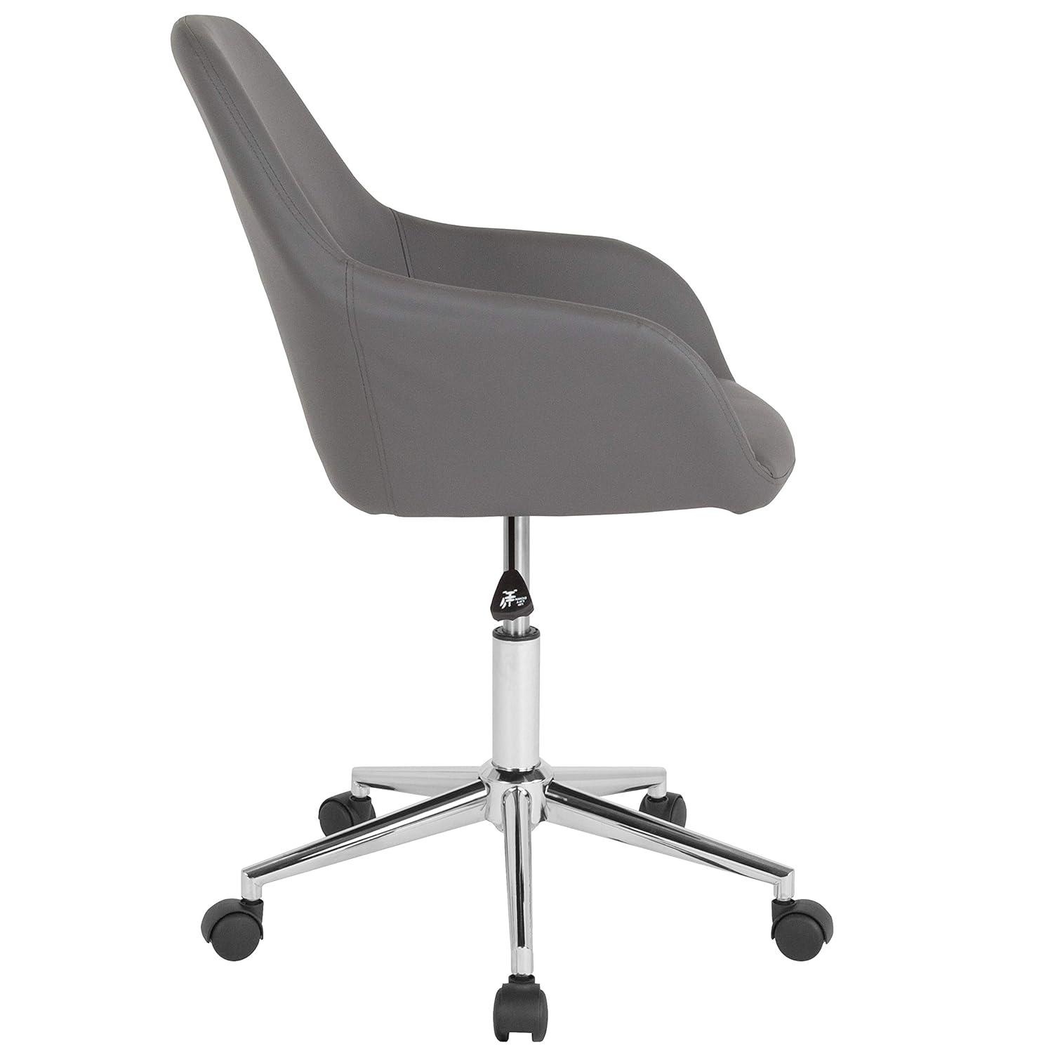 Flash Furniture Cortana Home and Office Mid-Back Chair in Gray LeatherSoft