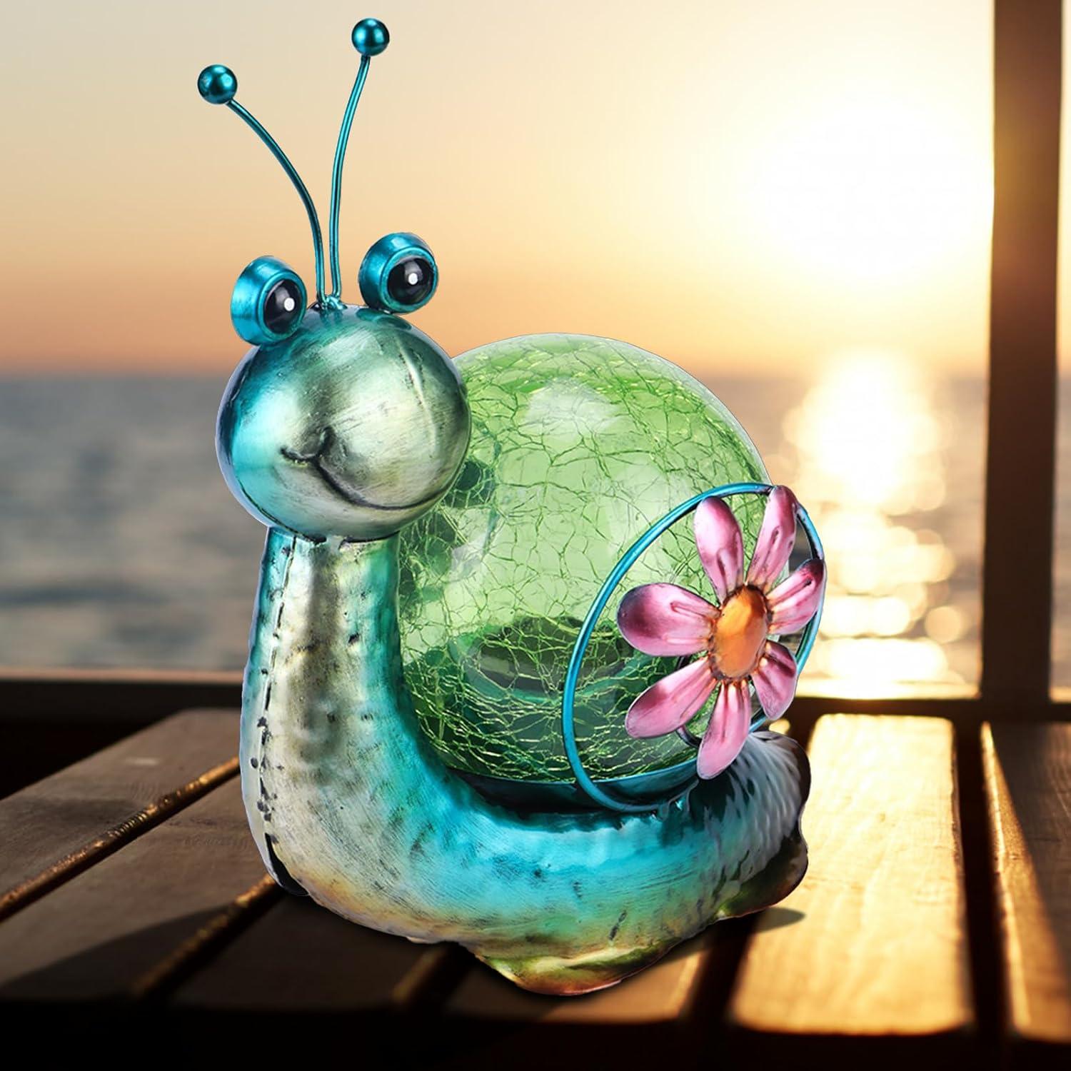 Colorful Glass Snail Solar LED Tabletop Lantern