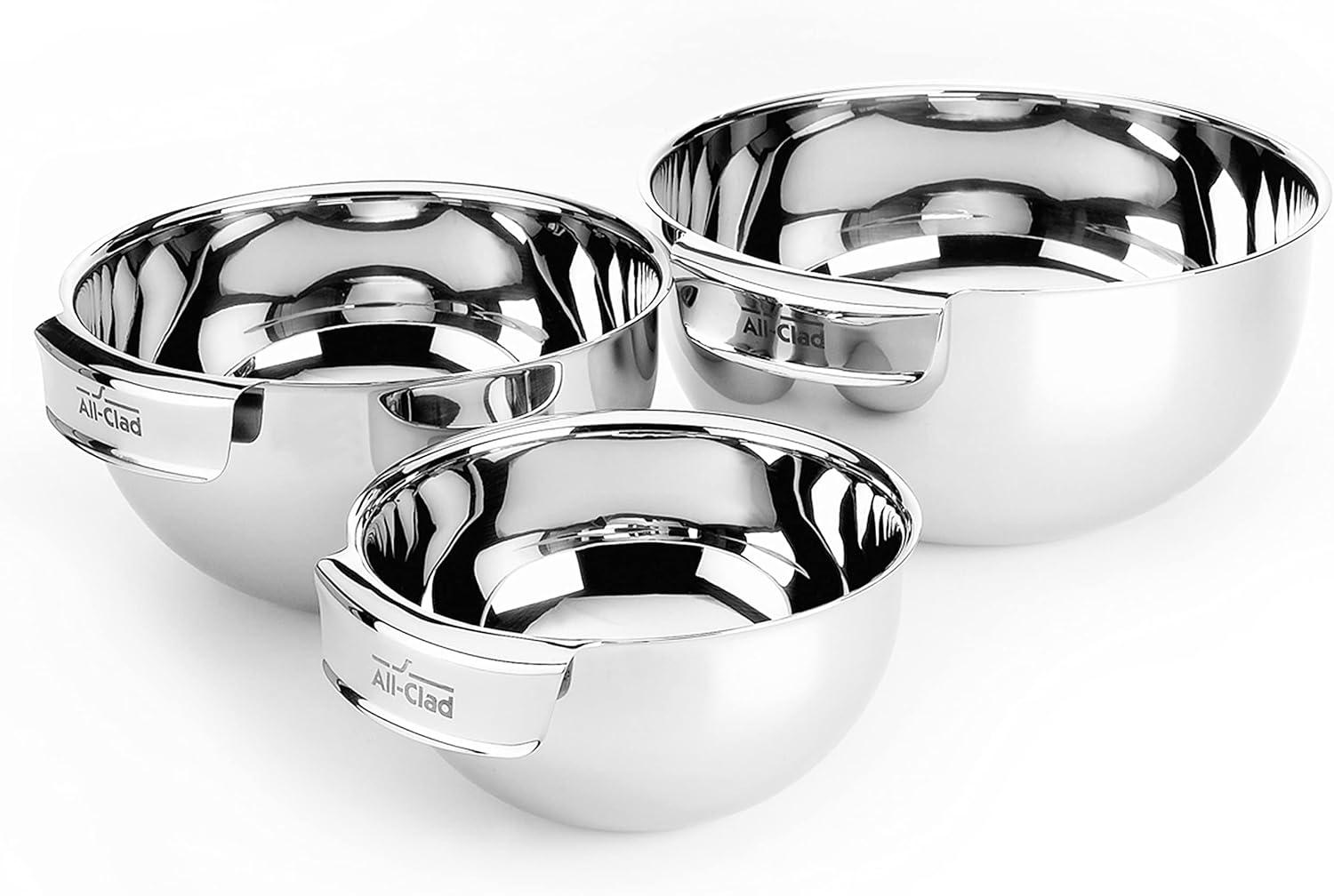 Stainless Steel 3-Piece Mixing Bowl Set with Handles