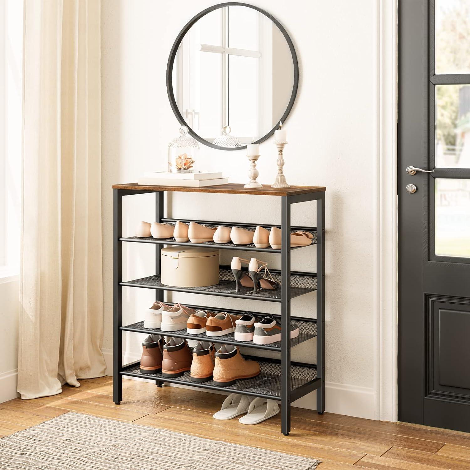 HOOBRO 5-Tier Shoe Rack Storage with Adjustable Shelf for 16 Pairs Shoes Entryway Hallway BF01XJ01