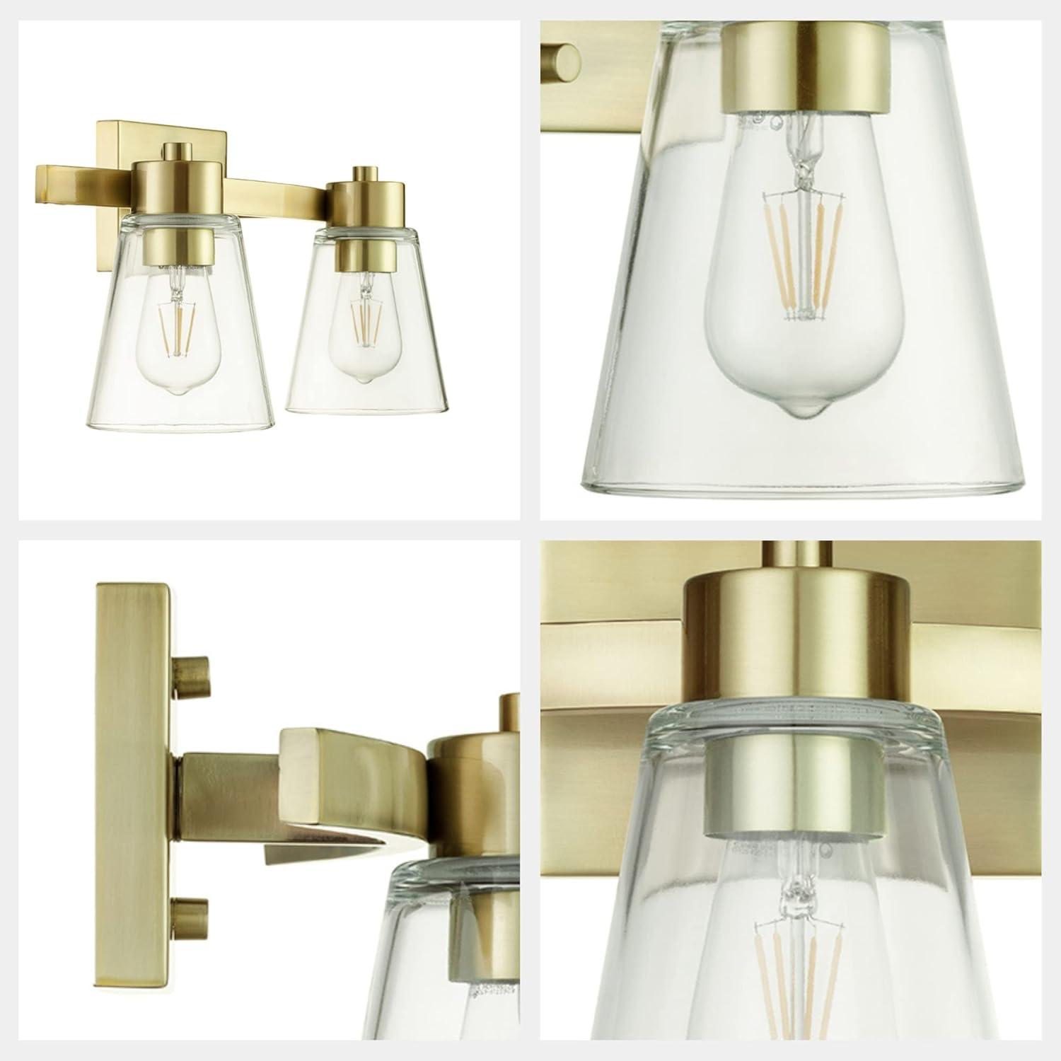 Prominence Home Fairendale 2-Light Soft Gold Bathroom Vanity Light with Clear Glass Shade