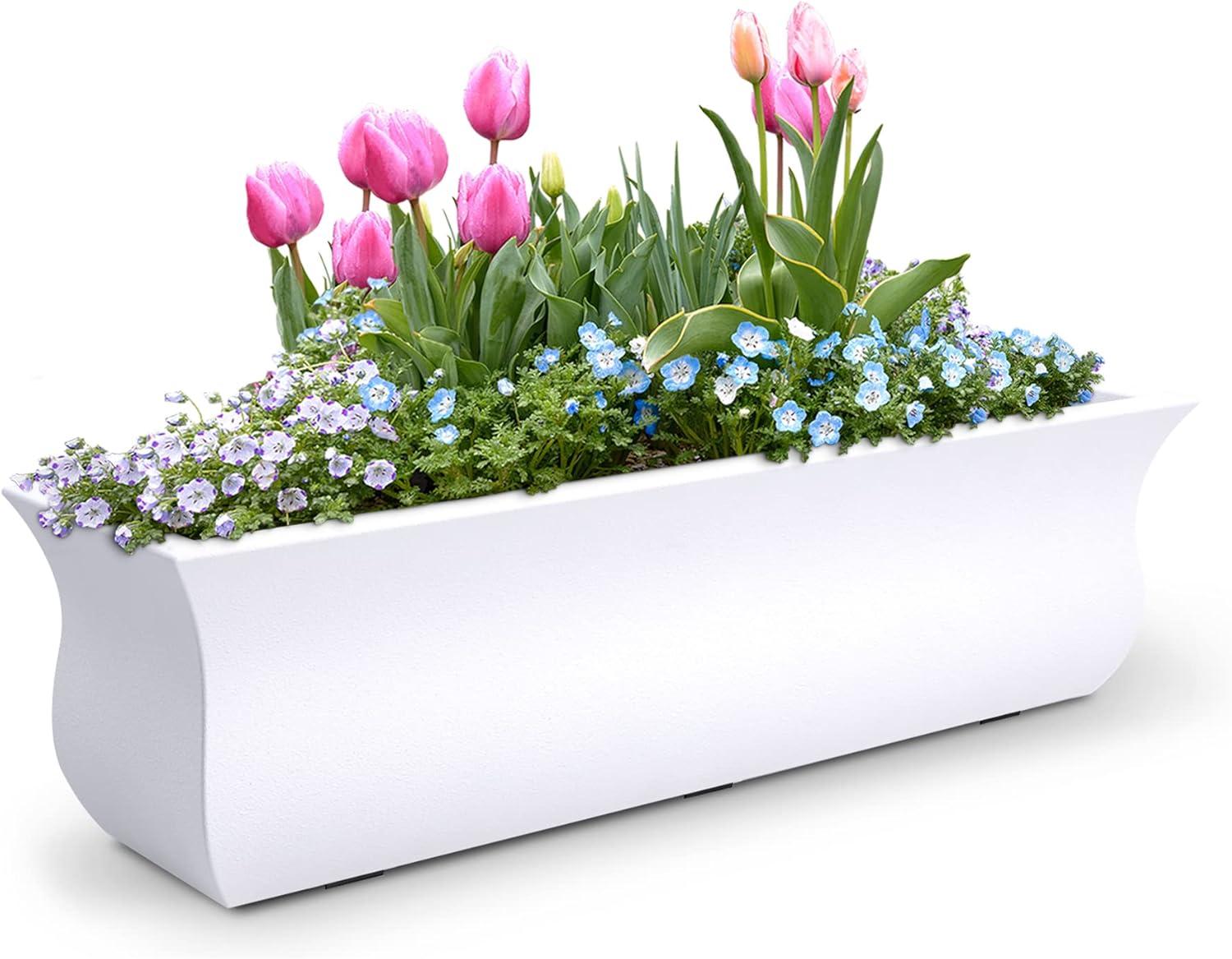 Valencia 36" White Polyethylene Self-Watering Window Box