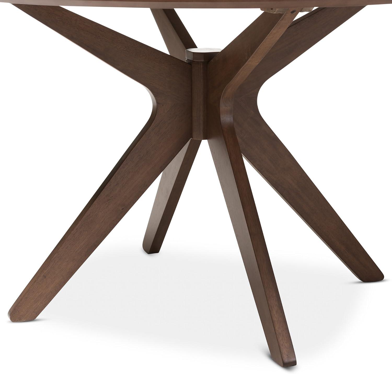 Baxton Studio Monte Mid-Century Modern Wood Finish 47" Round Dining Table Walnut Brown: Hardwood, Seats 4