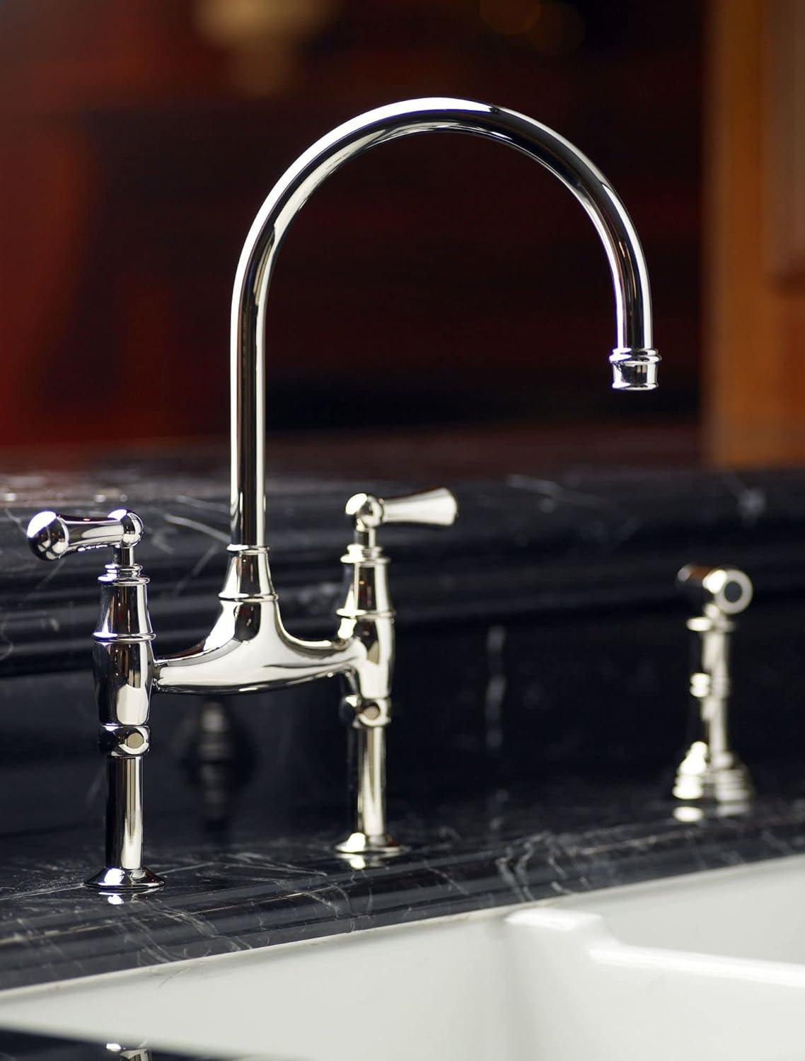 Perrin & Rowe U.4719L-APC-2 Georgian Era Bridge Kitchen Faucet With Side Spray
