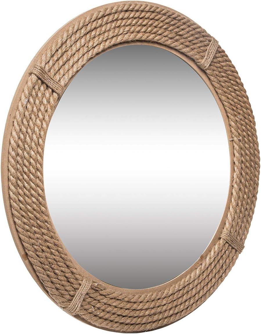 Foreside Home & Garden 23.75 inch Diameter Round Wrapped Rope Wall Mirror, Brown