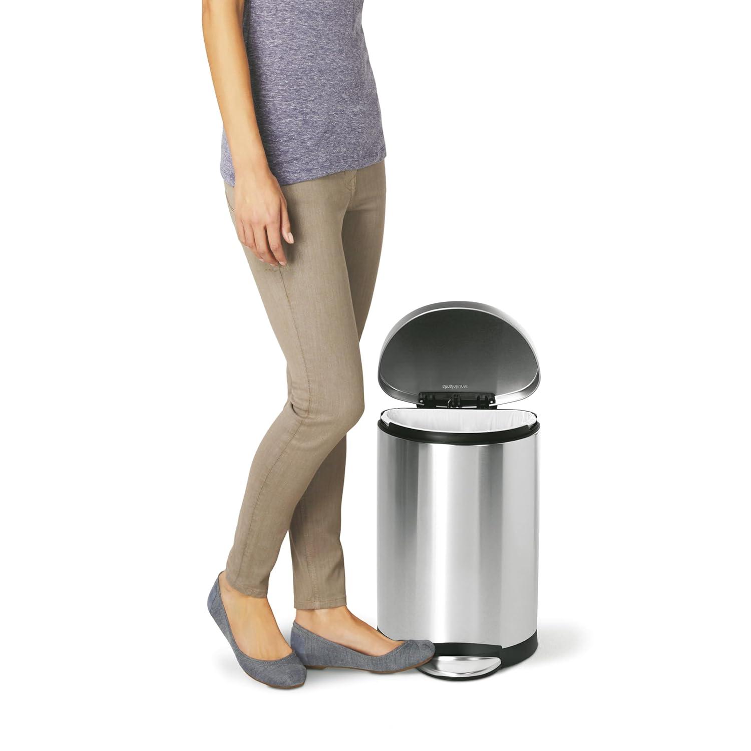 simplehuman 10L Semi-Round Step Trash Can Stainless Steel