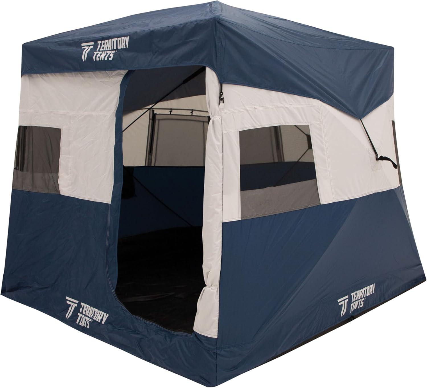 Territory Tents Jet Set 3 Hub Tent, Easy 90 Second Set-Up, Waterproof, UV Resistant, Ample Storage Options, 3-Person, Deep Blue, 78" x 94" x 94", CT301DB