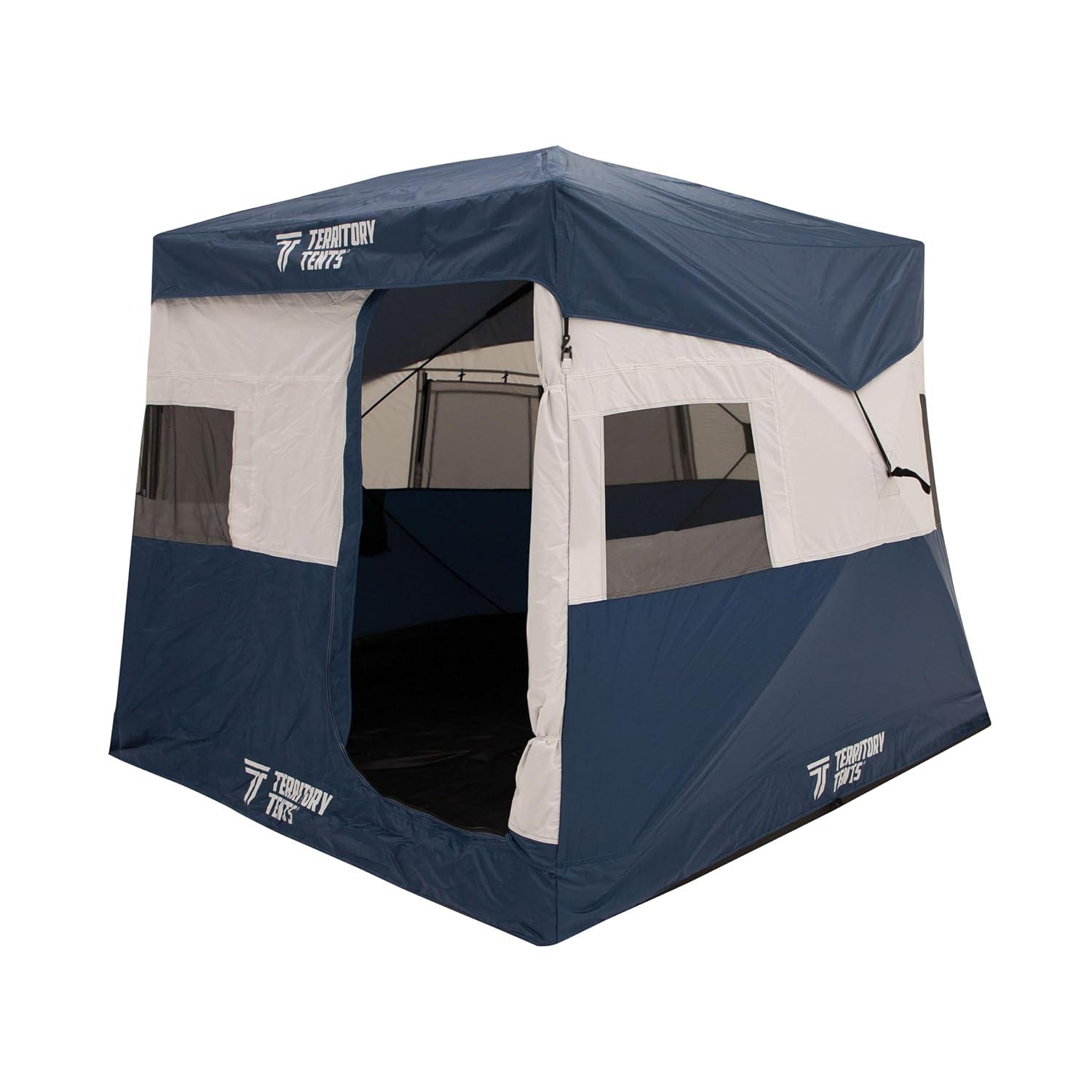 Territory Tents Jet Set 3 Hub Tent, Easy 90 Second Set-Up, Waterproof, UV Resistant, Ample Storage Options, 3-Person, Deep Blue, 78" x 94" x 94", CT301DB