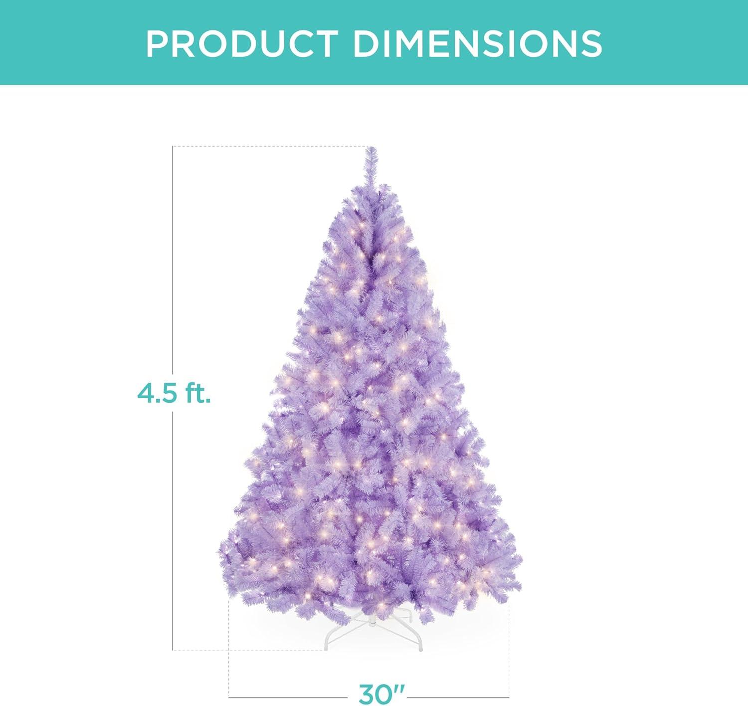 4.5ft Lavender Pre-Lit Fir Christmas Tree with White Lights