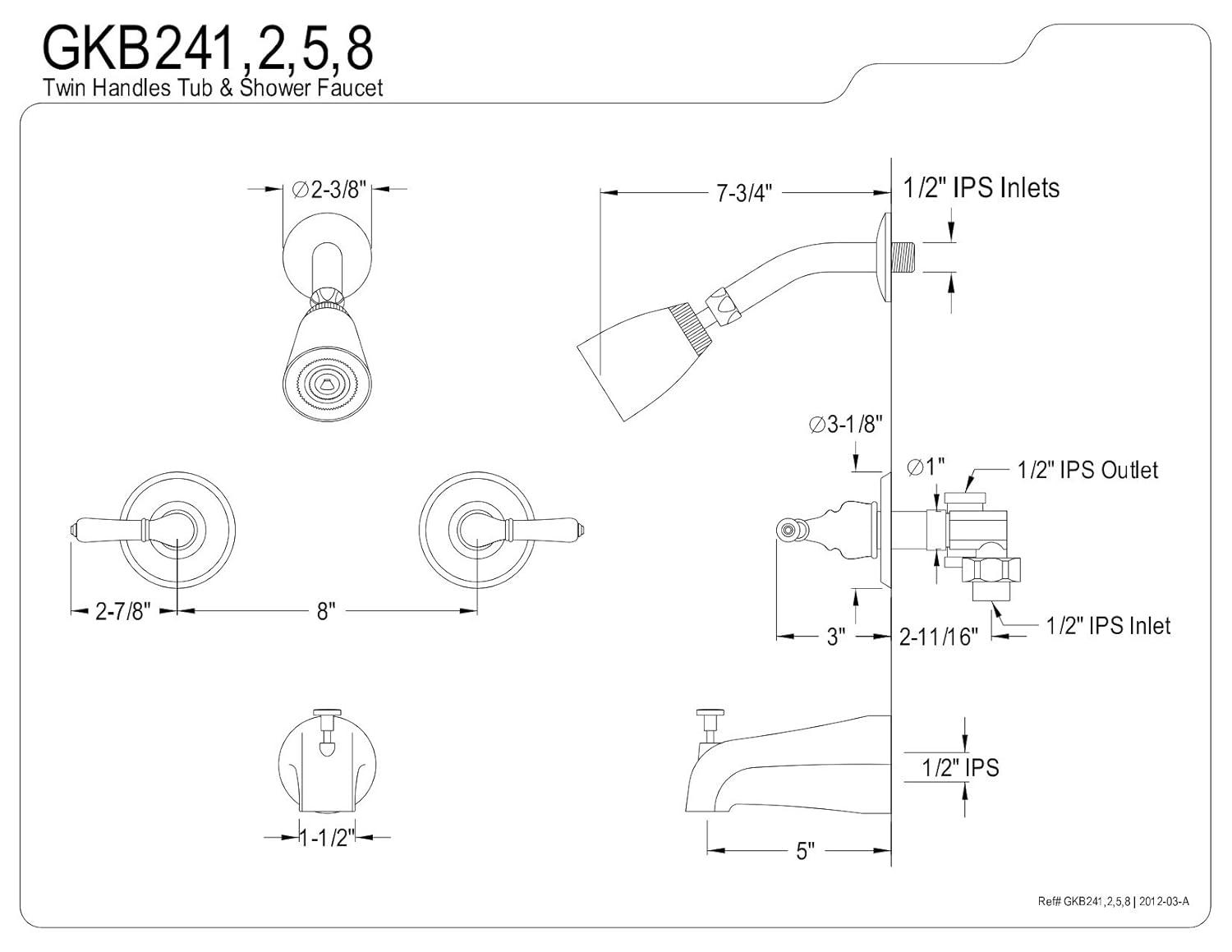Kingston Brass Magellan Double-Handle Tub and Shower Faucet