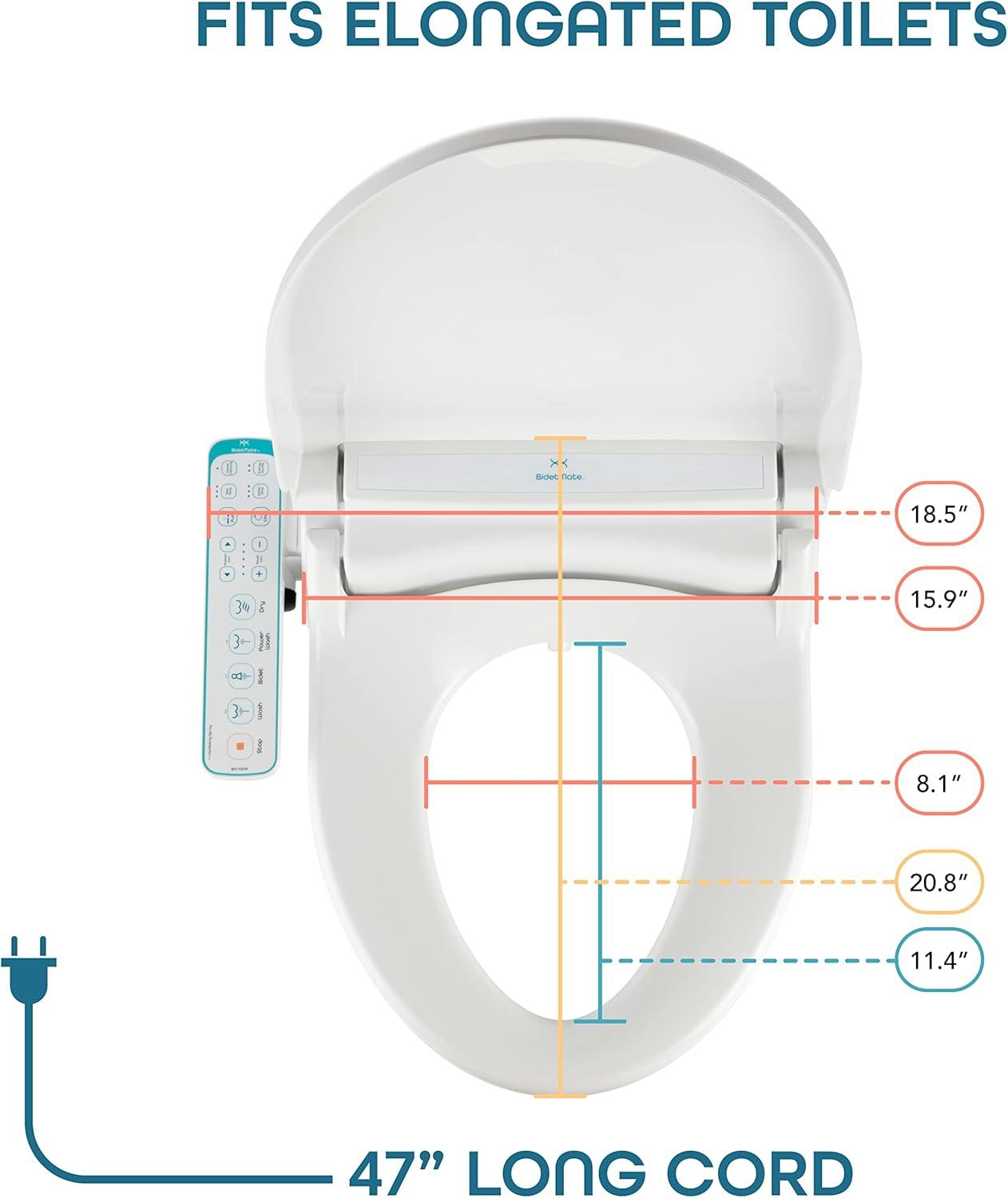 BidetMate 1000 Series White Elongated Heated Smart Toilet Seat