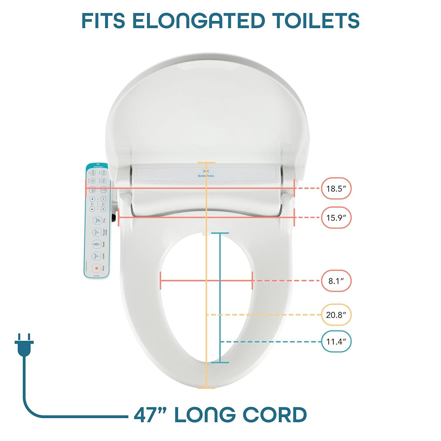 BidetMate 1000 Series Japanese Toilet Seat with Heated Bidet & Control Panel, Elongated