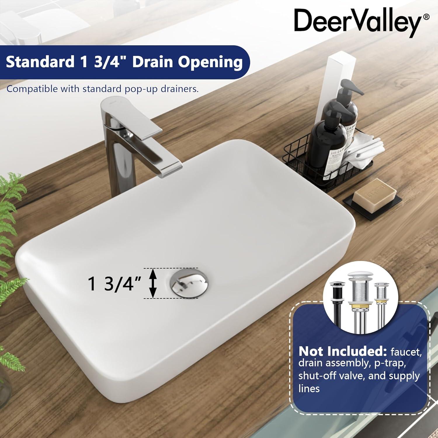 DeerValley Ally 19'' x 12'' Vessel Sink Semi-Recessed Rectangular Above Counter Basin Drop in Bathroom Sink