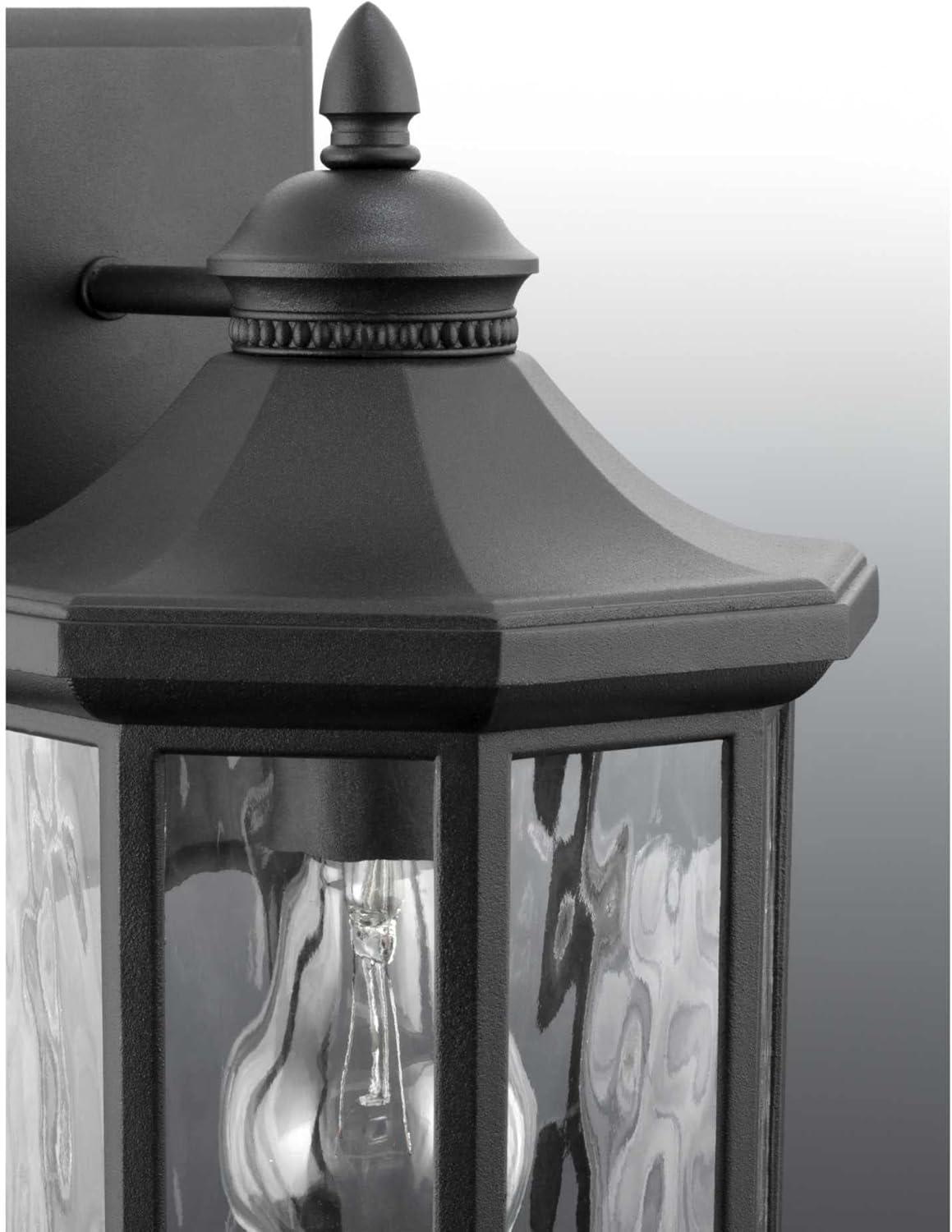 Elegant Octagonal Bronze & Black Porcelain Outdoor Wall Lantern