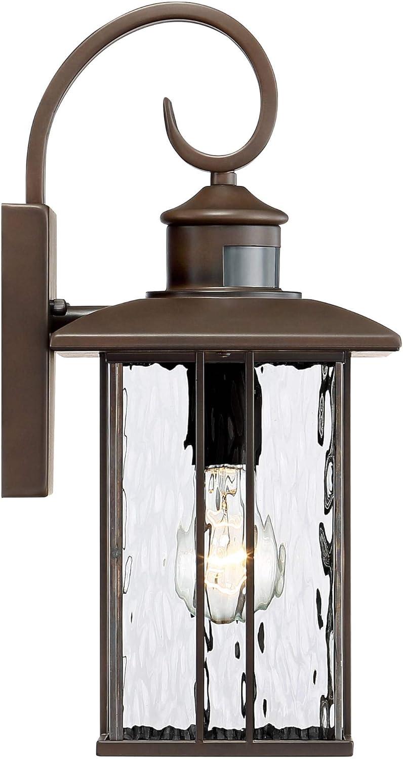 John Timberland Deaver Modern Outdoor Wall Light Fixture Bronze Dusk to Dawn Motion Sensor 15 1/4" Clear Water Glass for Post Exterior Barn Deck House