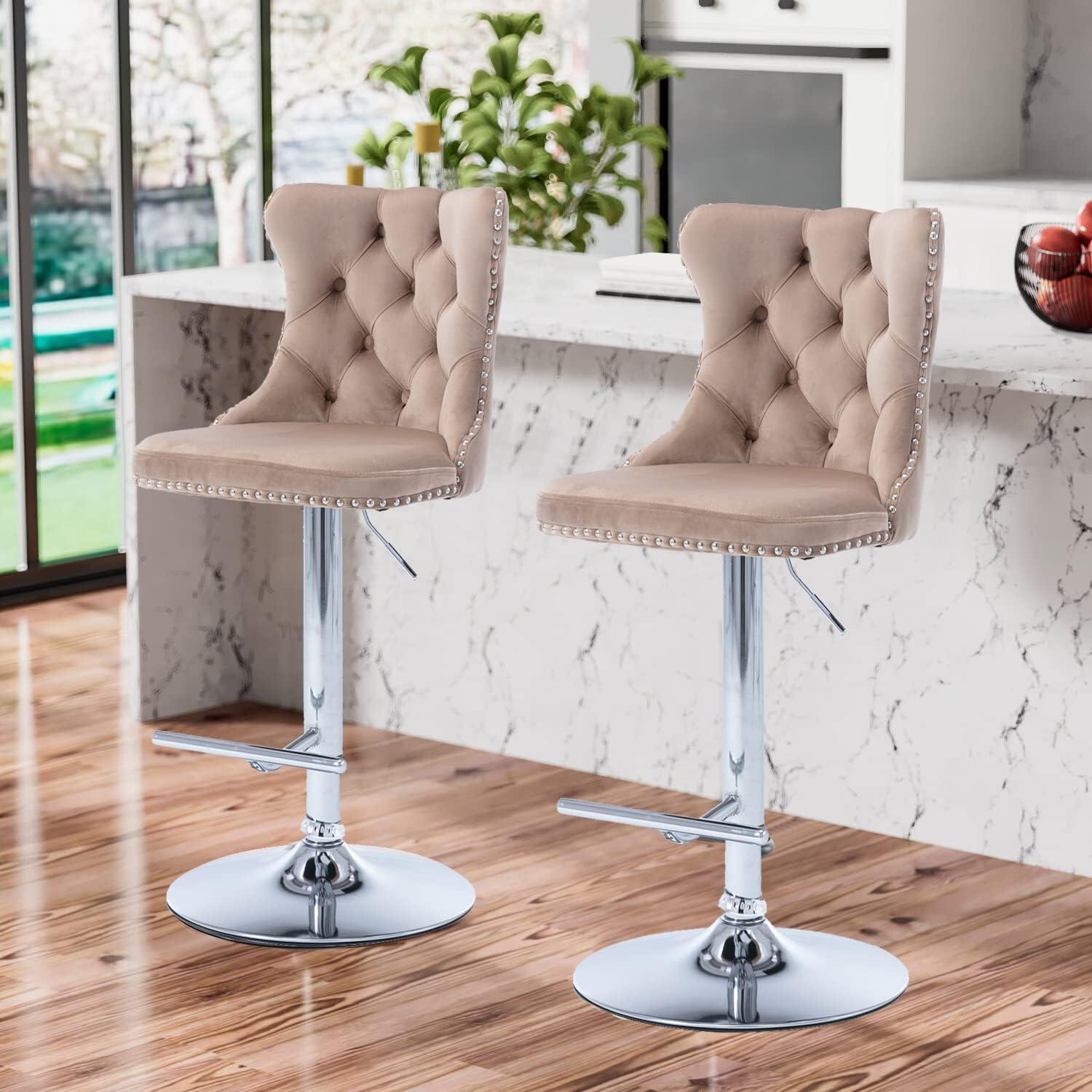 Julias Swivel Upholstered Adjustable Height Counter Stool (Set of 2)