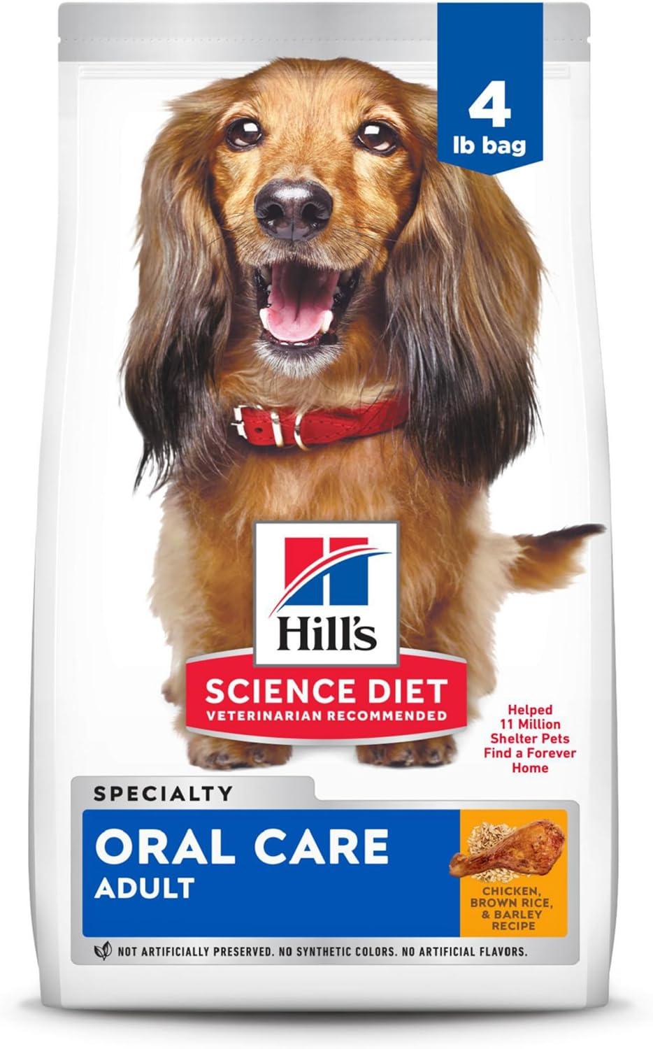 Hill's Science Diet Oral Care Chicken, Rice & Barley Dry Dog Food, 4lb Bag