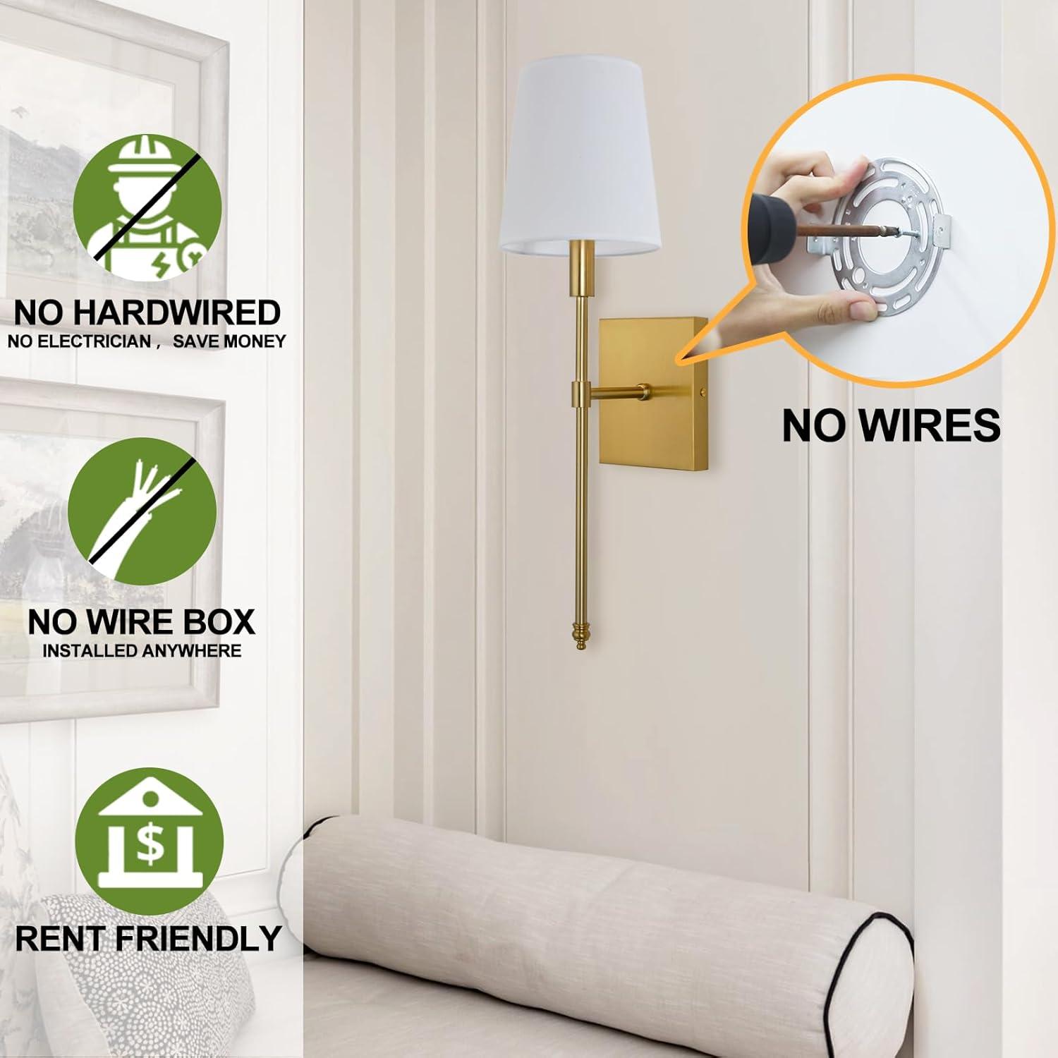 Battery Operated Black Wall Sconce Set Of 2,not Hardwired Fixture Wireless Wall Light ,dimmable Picture Sconces Cordless ,Easy To Install Battery Powered Lamp,for Bedroom, Lounge, Farmhouse Gallery