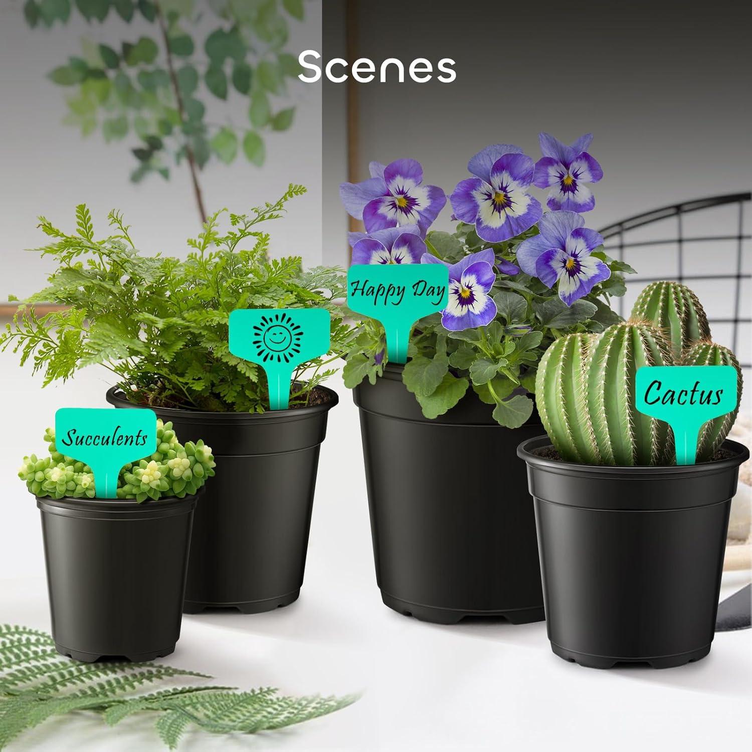 GROWNEER Nursery Pots with Drainage Holes Pack of 24 Pcs 3.5/4.5/5.5/6.5 Inch and Plant Label Flexible Seedling Pots Seed Starting Planter for Indoor Outdoor Flowers Succulents Cactus