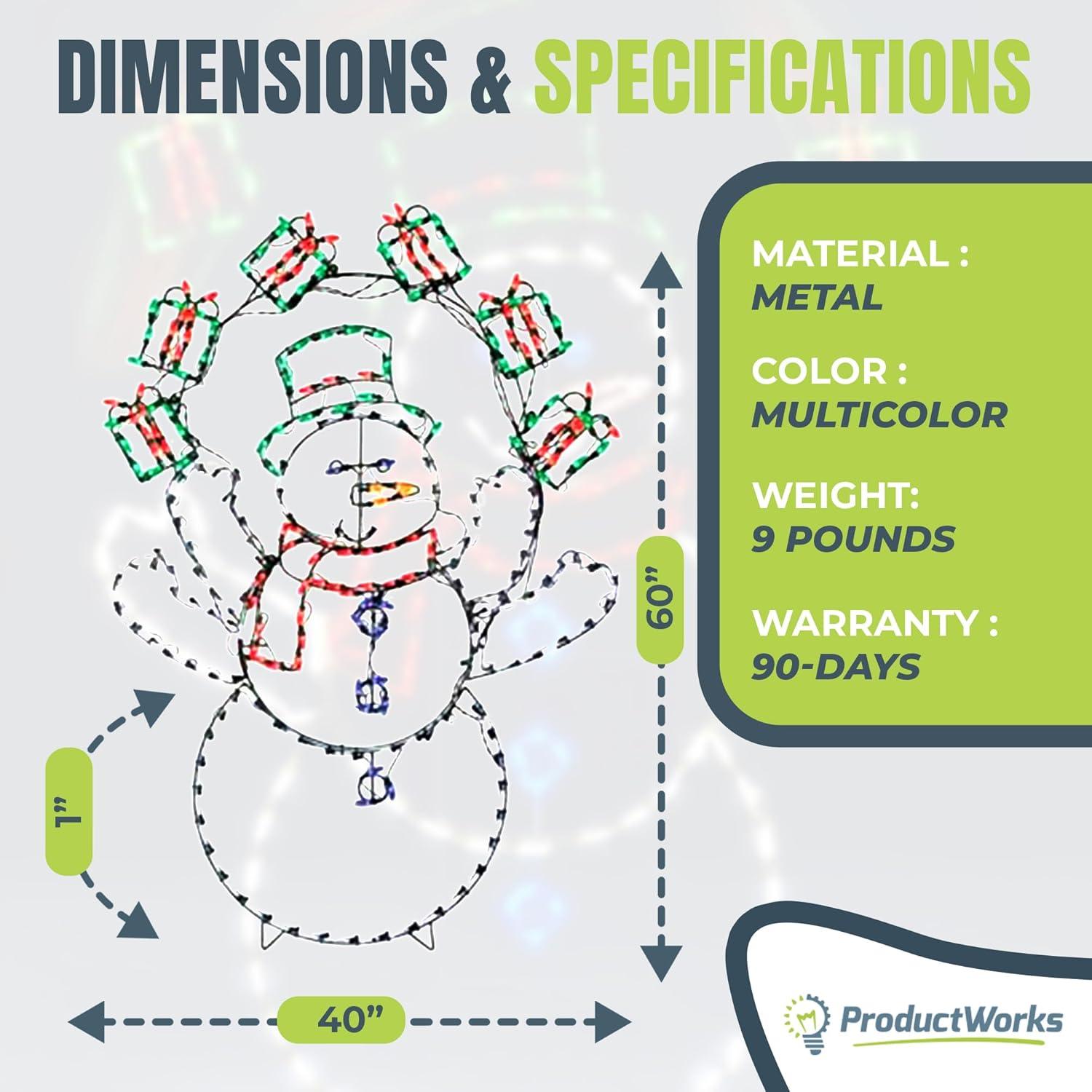 ProductWorks 60 In Pro-Line LED Animation Juggling Snowman Christmas Decoration