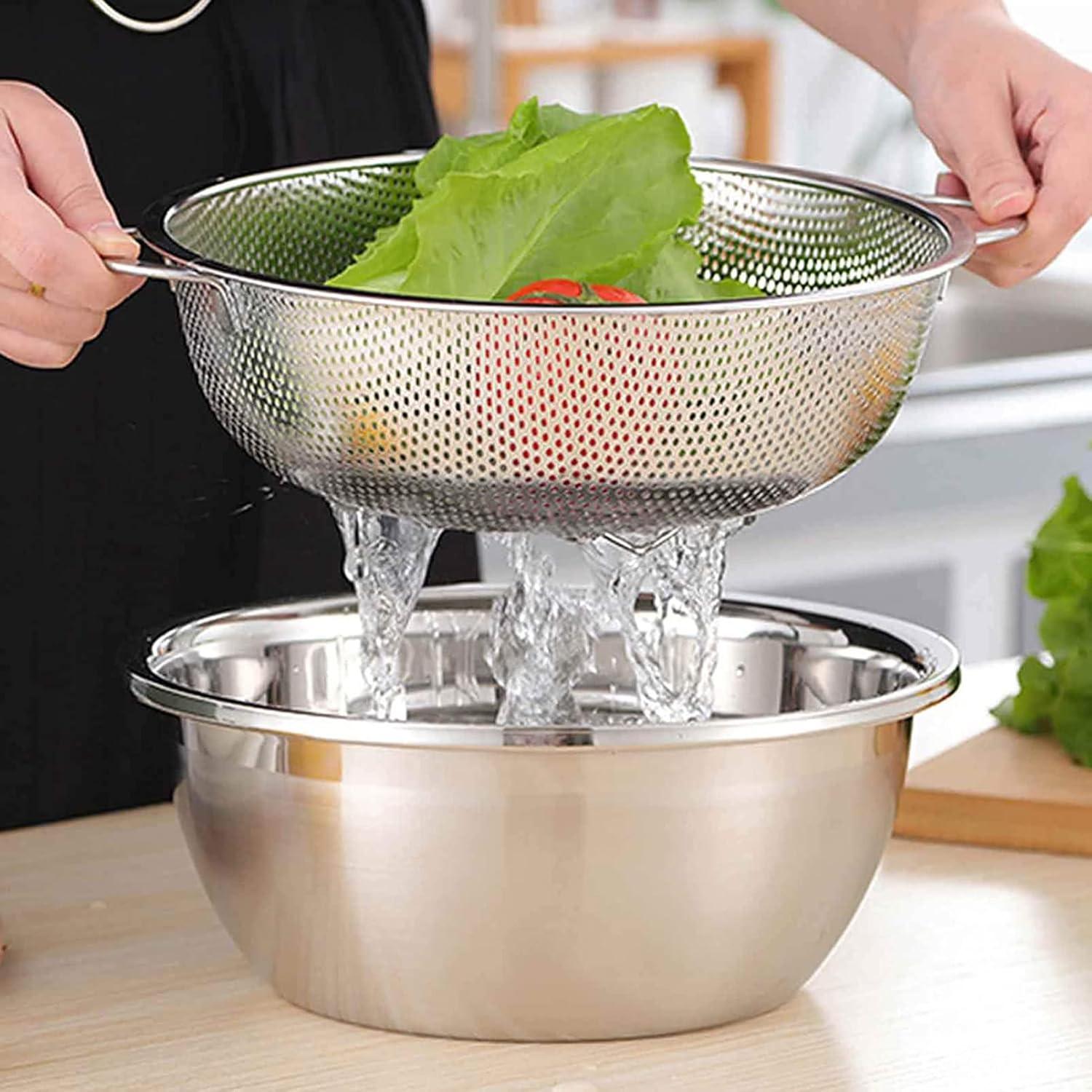 Stainless Steel Fine Mesh Colander Strainer Rice Pasta Spaghetti Noodles Veg✨z J5B5