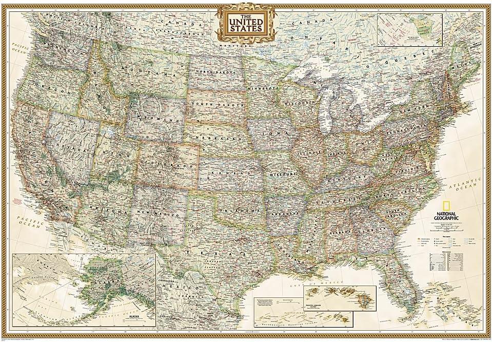 National Geographic Laminated United States Wall Map