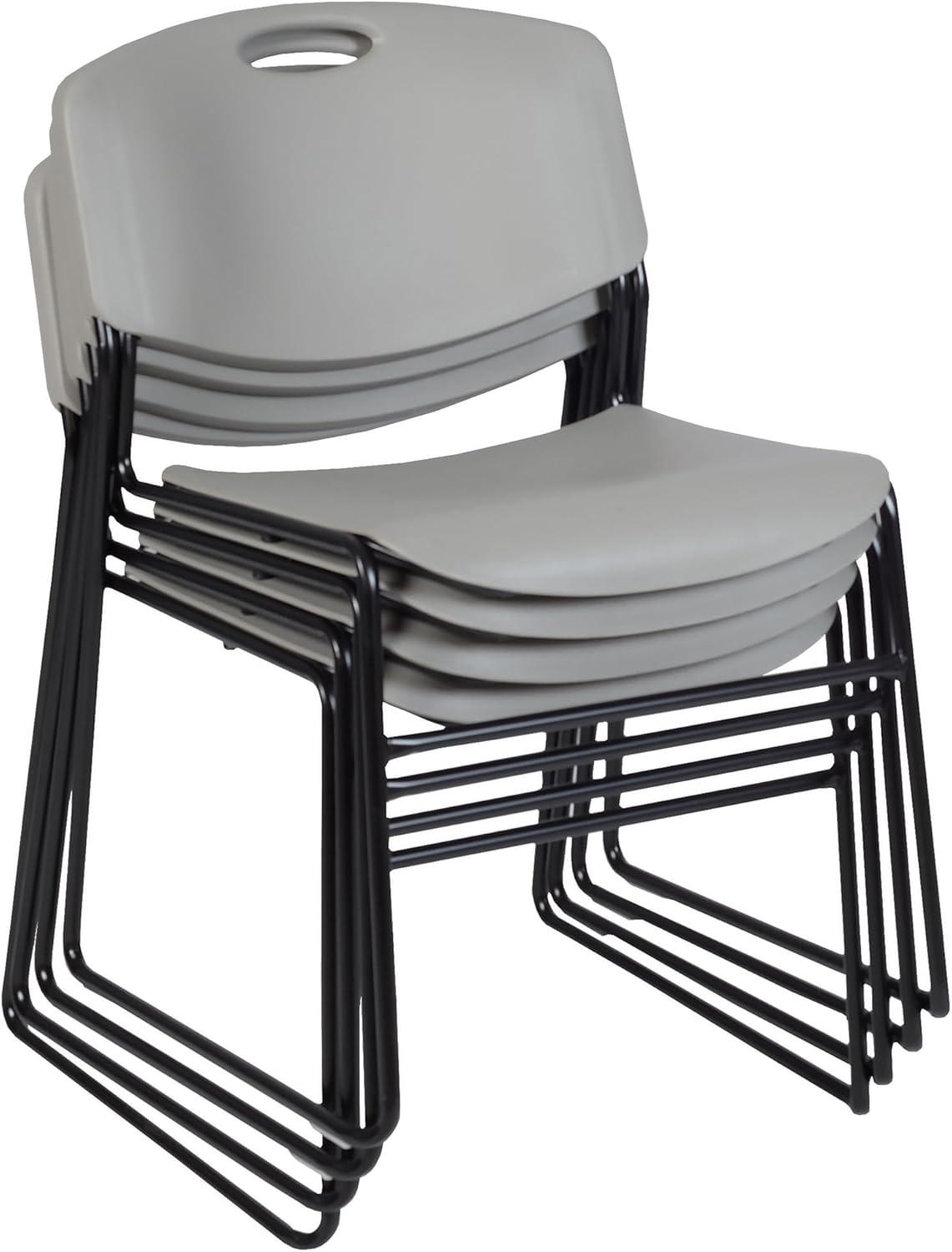 Regency Cain 42 in. Round X-Base Breakroom Table- Grey & 4 Zeng Stack Chairs- Grey