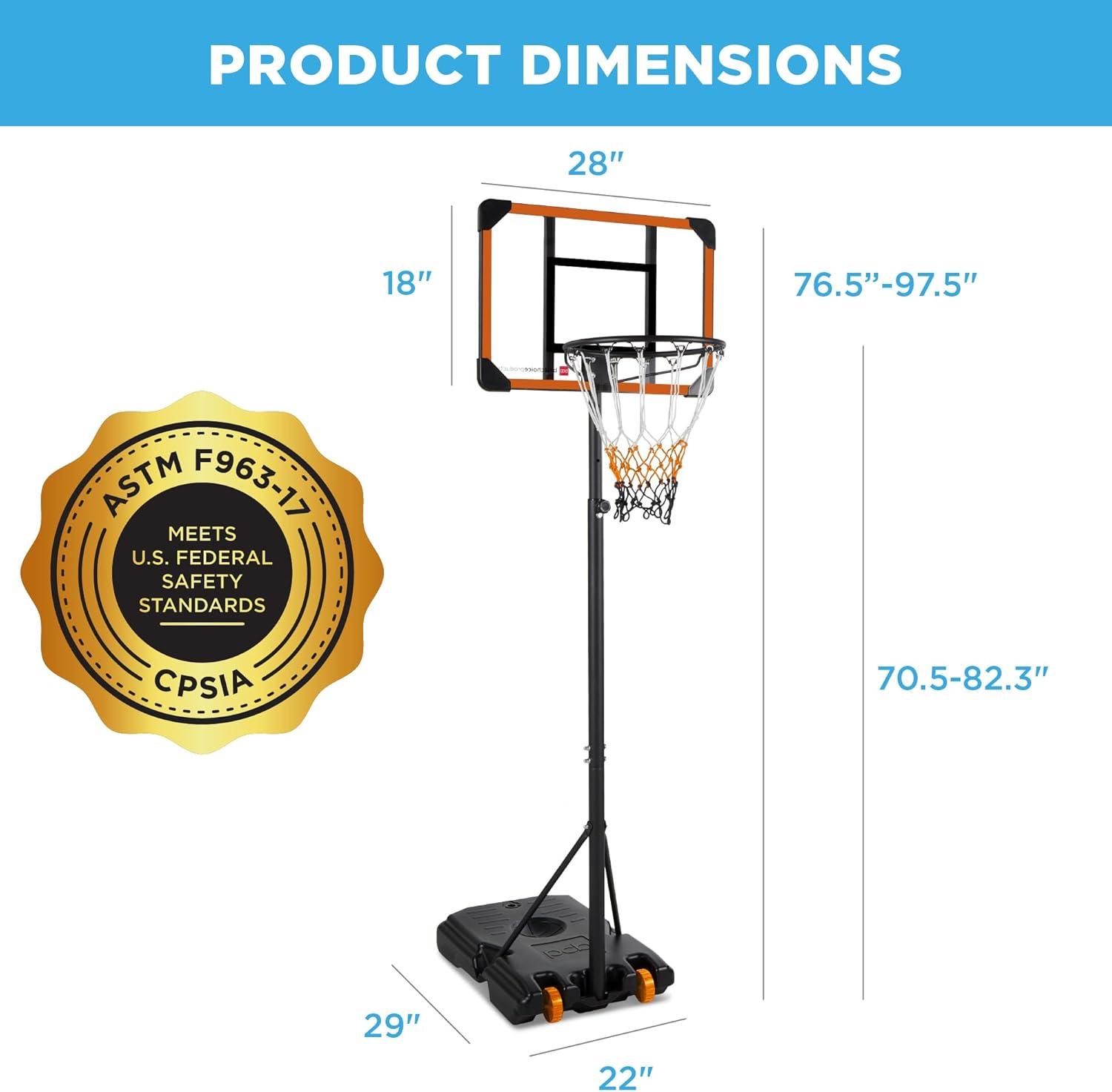 Best Choice Products Kids Height-Adjustable Basketball Hoop, Portable Game w/ 2 Wheels, Square Backboard