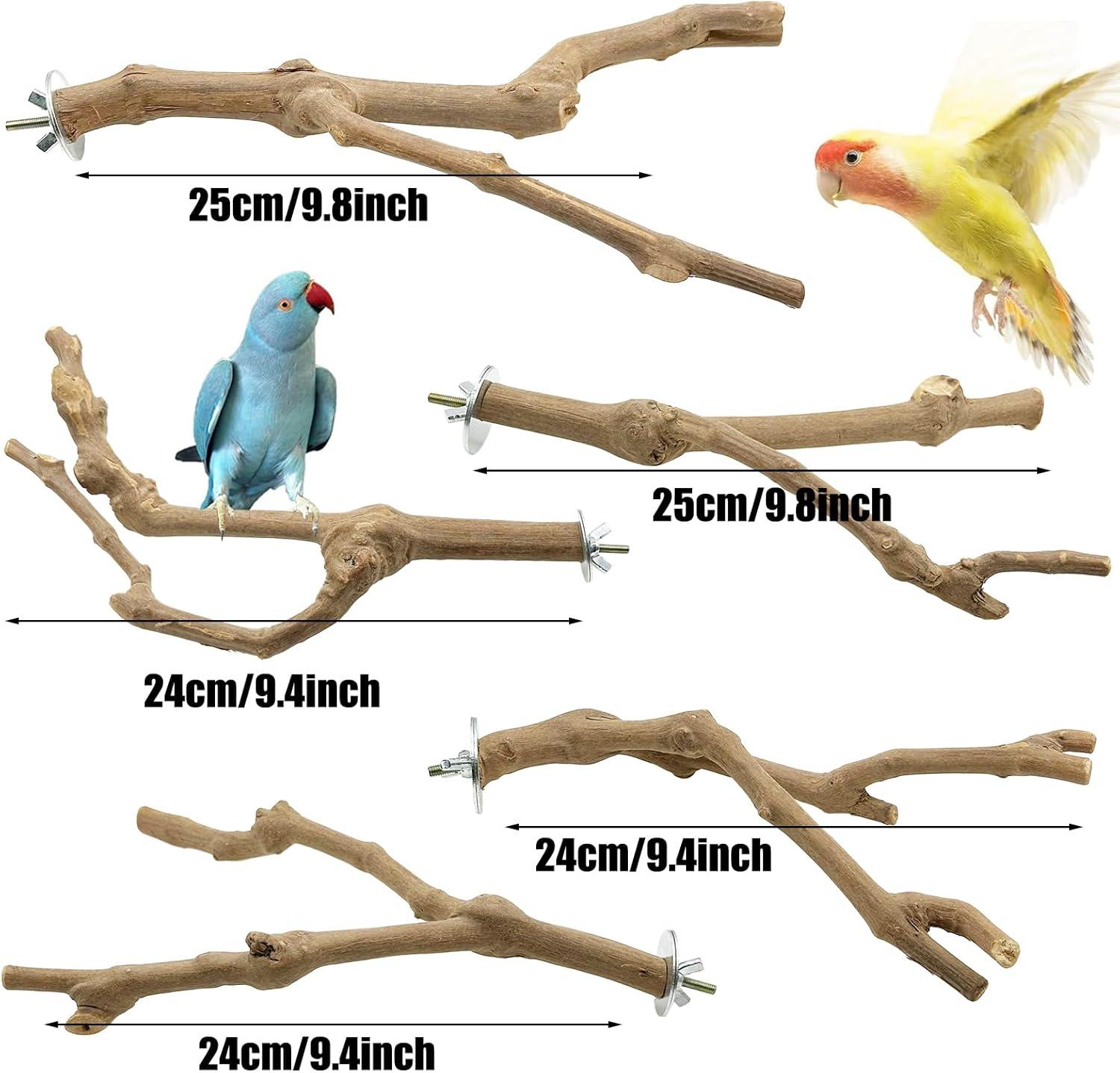 Allazone Natural Wooden Bird Perch Stand for Cage, Parrot Platform, Bird Perch Toy for Small Animals, Cockatiels, Parakeets, Finches