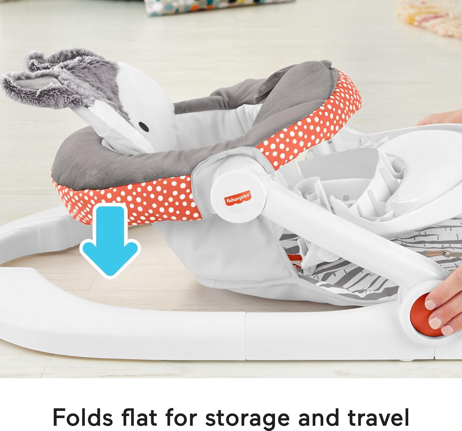 Fisher-Price Deluxe Sit-Me-up Floor Seat Infant Chair with Feeding Tray and Toys, Happy Hills