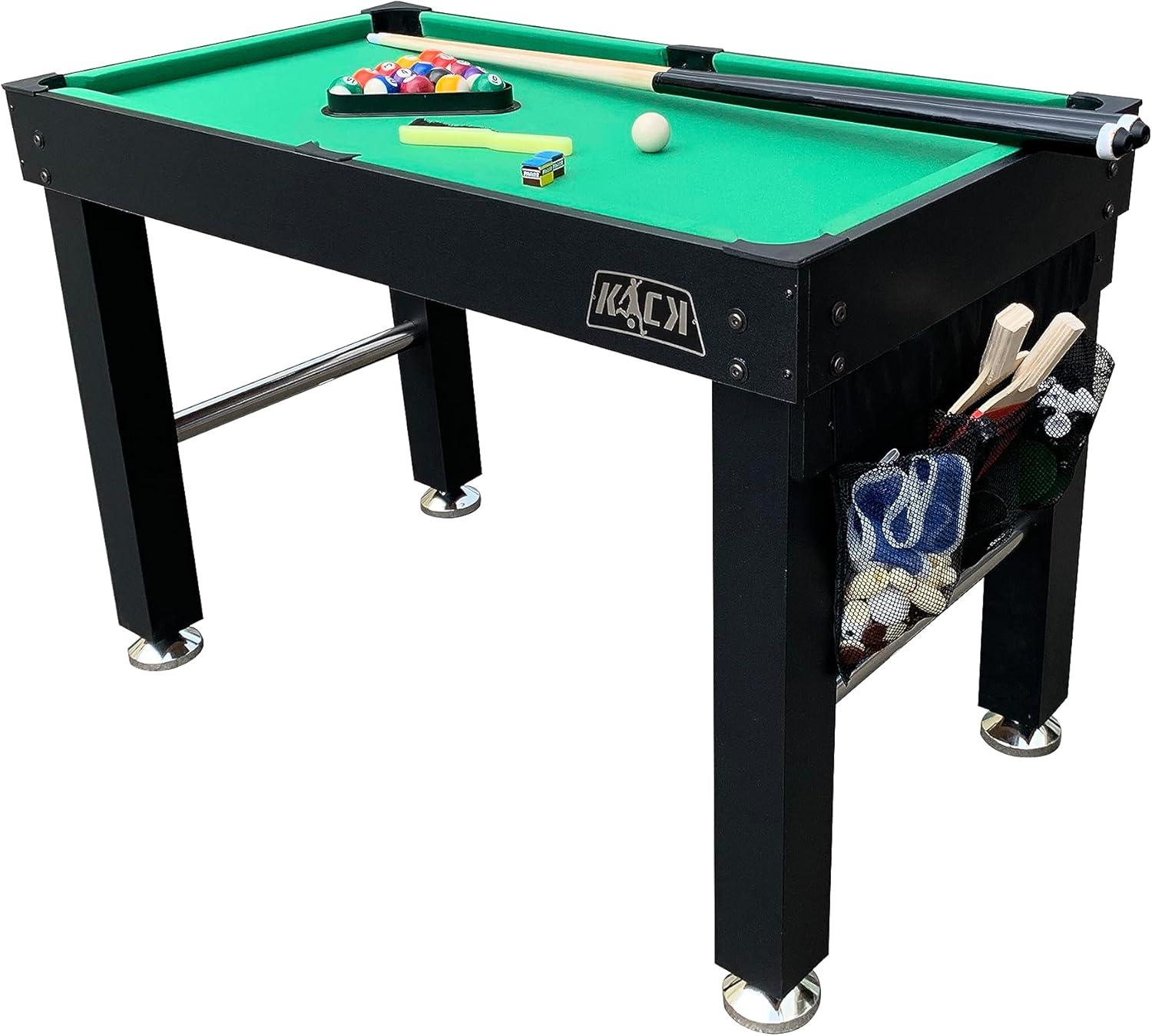 KICK Defender 48″ 10-in-1 Multi-Game Table (Black) - Combo Game Table Set - Foosball, Billiards, Glide Hockey, Ice Hockey, Table Tennis, Chess, Backgammon, Draughts, Bowling, Shuffleboard for Family