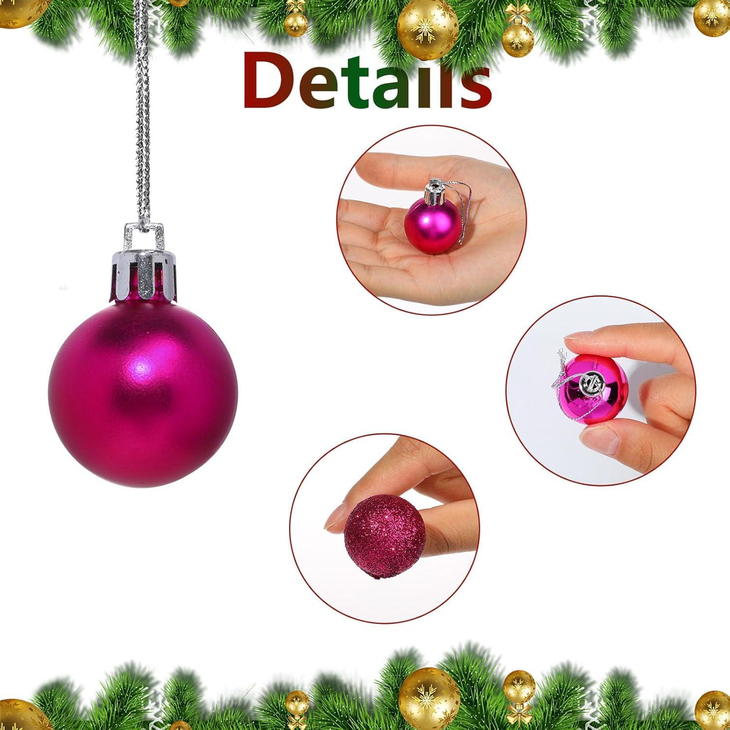 Uxcell 24Pcs Rose Red 1.18" Christmas Balls Ornaments Shatterproof Ornaments Balls for Xmas Trees Decoration