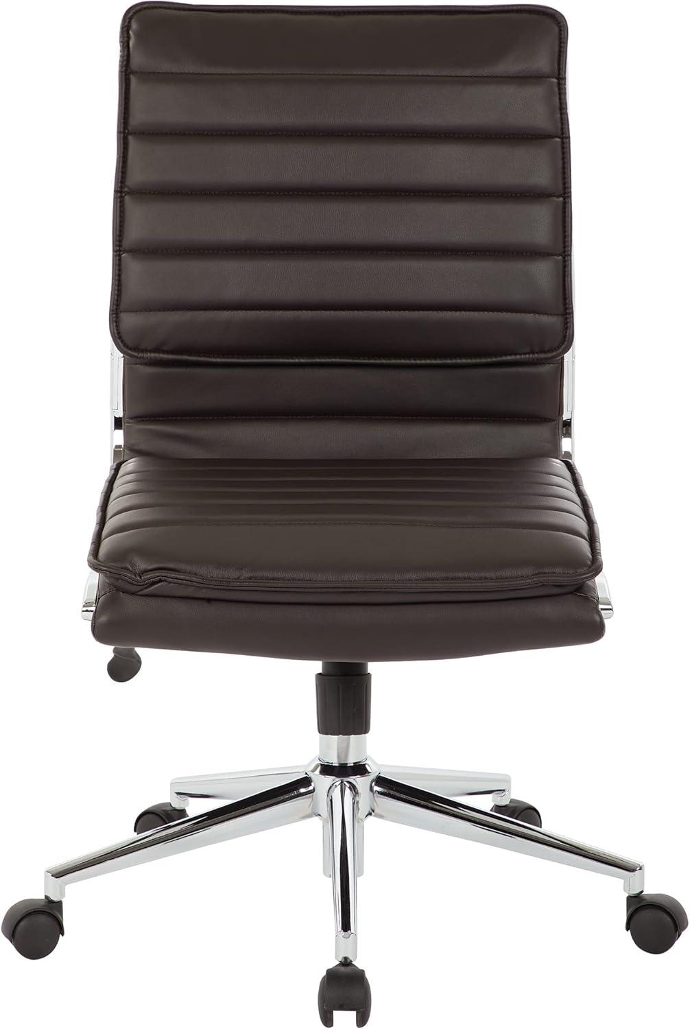 Espresso Executive Swivel Office Chair with Leather and Metal Base