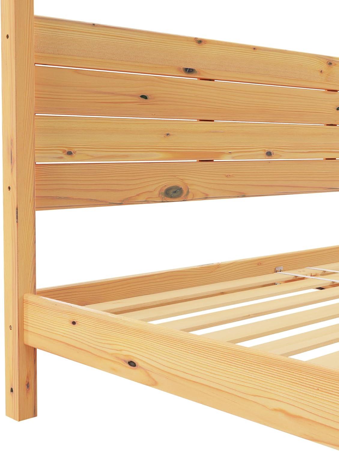 Walker Edison Minimalist Solid Wood King-Size Canopy Bedframe, Natural Pine