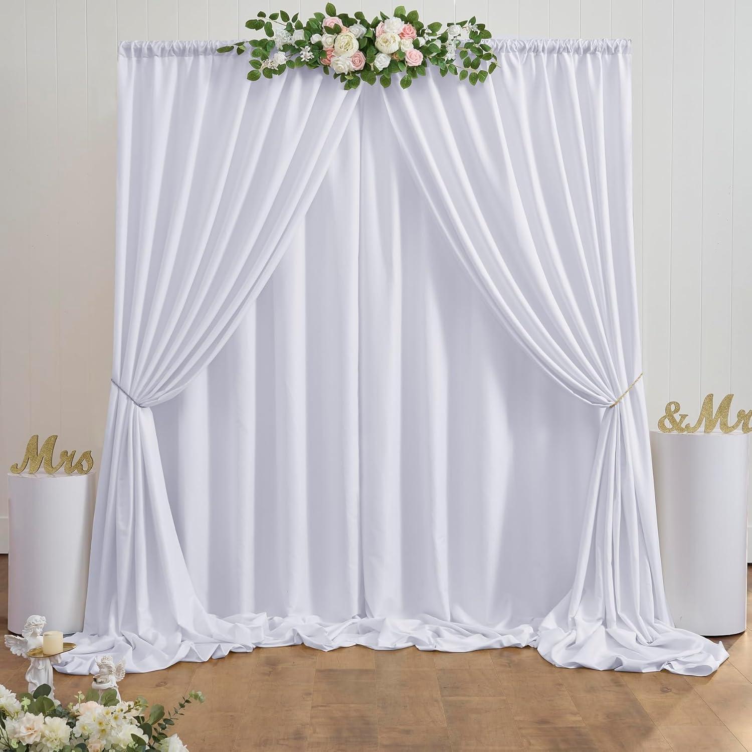 10x10ft White Backdrop Curtain for Parties Wrinkle Free Wedding Baby Curtain Backdrops for Birthday Party