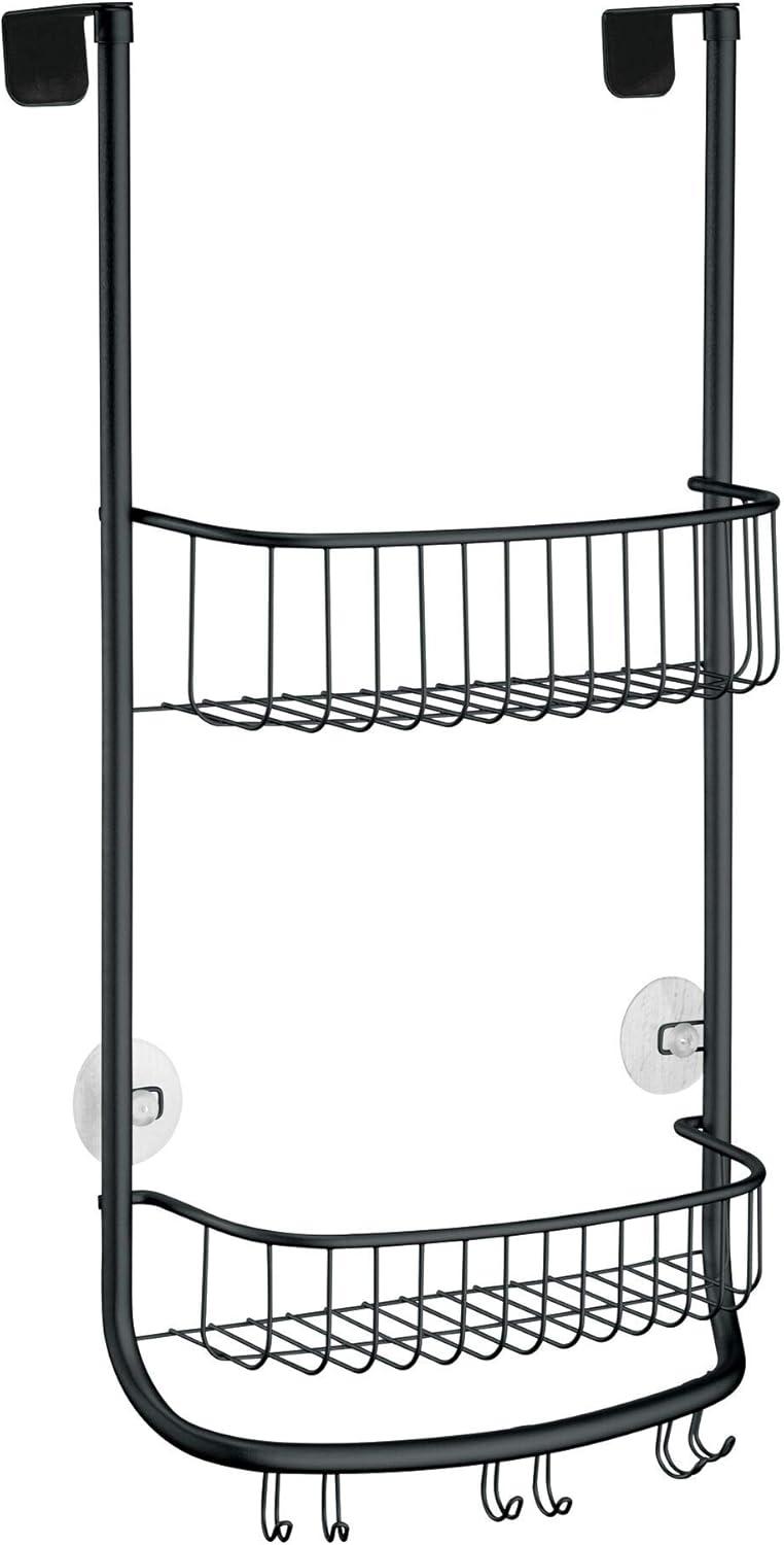 Over-The-Door Hanging Shower Caddy Organizer, The Forma Collection – 12” X 6.5” X 24”, Matte Black