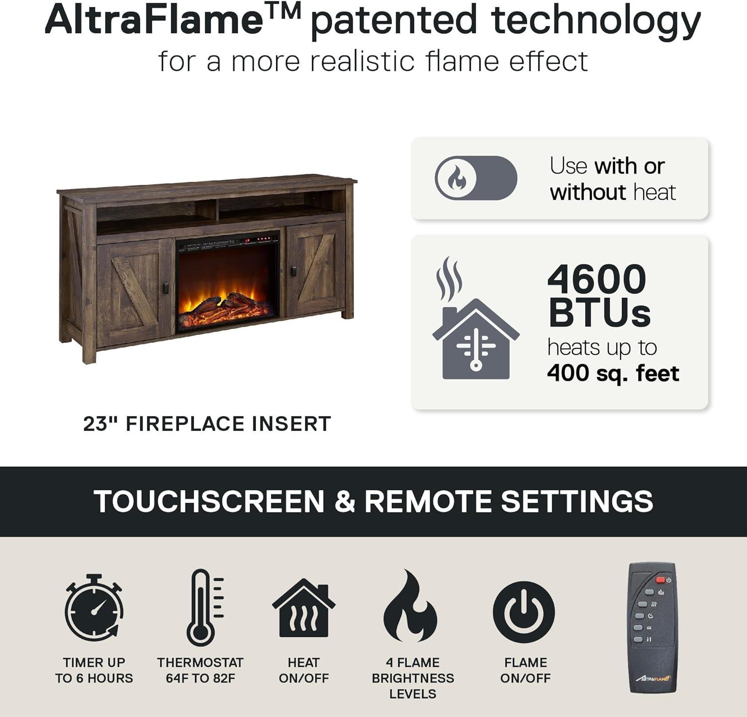 Ameriwood Home Farmington Electric Fireplace Console for TVs up to 60", Rustic