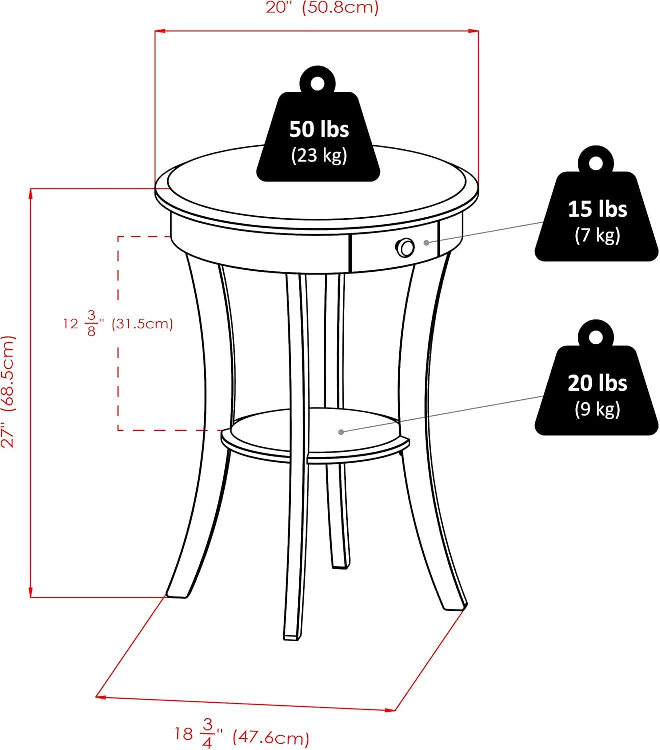 Sasha Round Accent Table - White - Winsome: Wood Composite, Veneer, Shelf Storage, Spot Clean