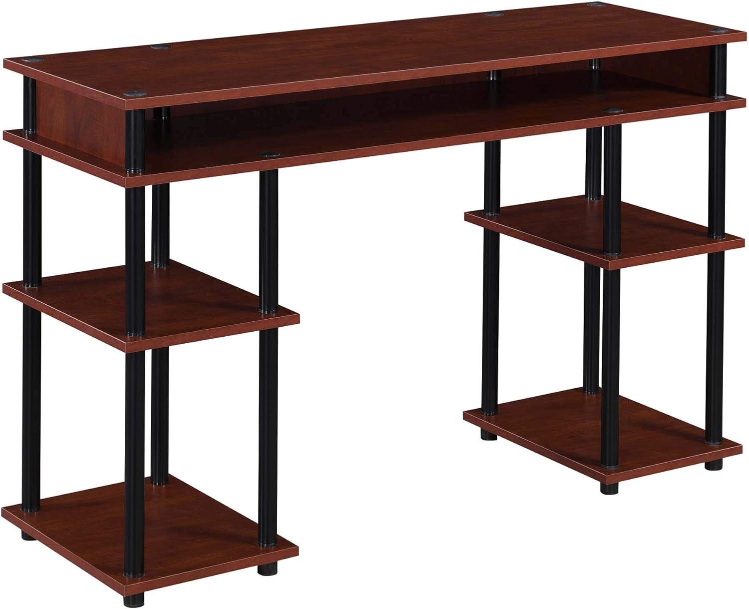 Convenience Concepts Designs2Go No Tools Student Desk with Shelves, Cherry/Black, All Ages - 30" Height