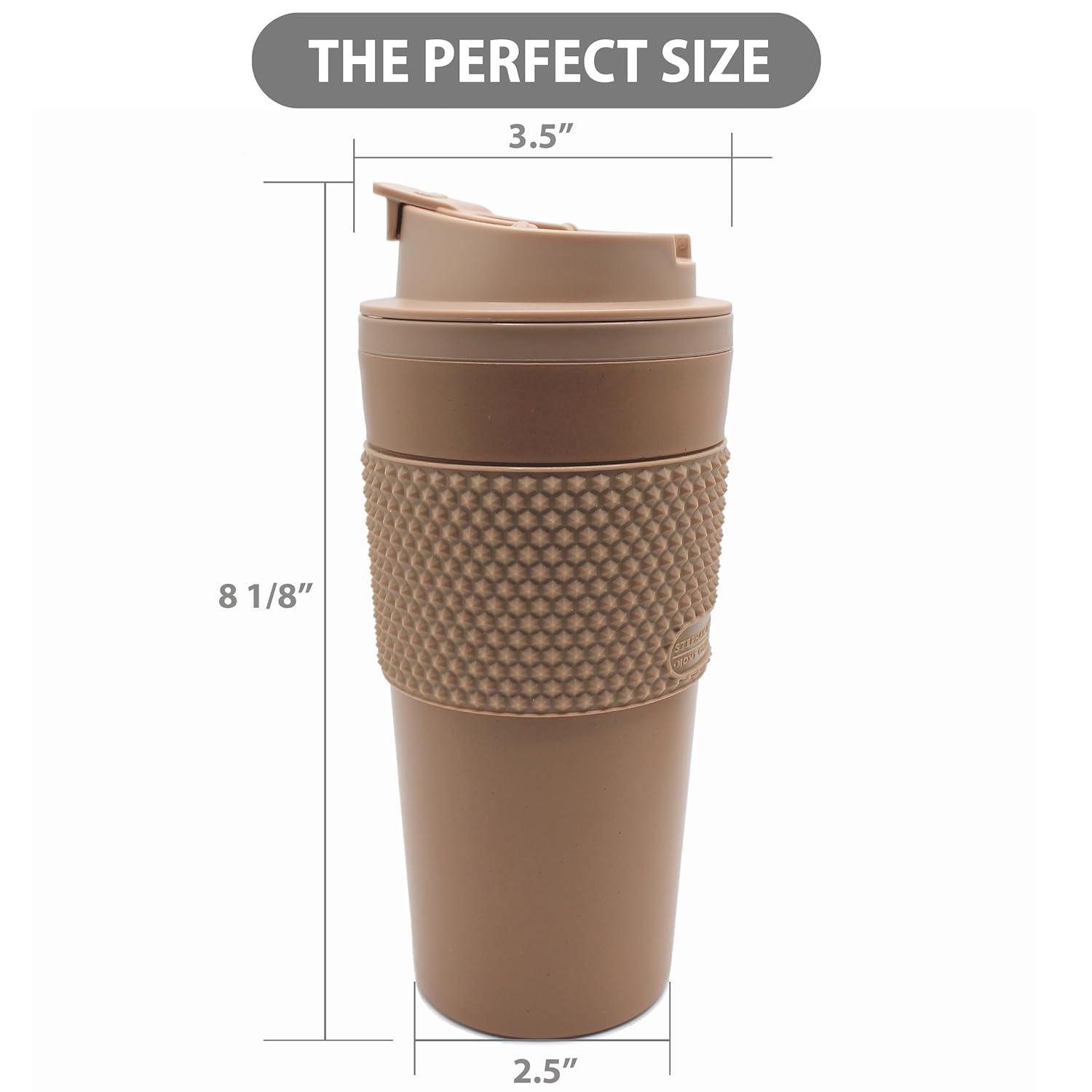 Stephan Roberts 16 oz Coffee Tumblers, Set of 2, Brown, BPA Free