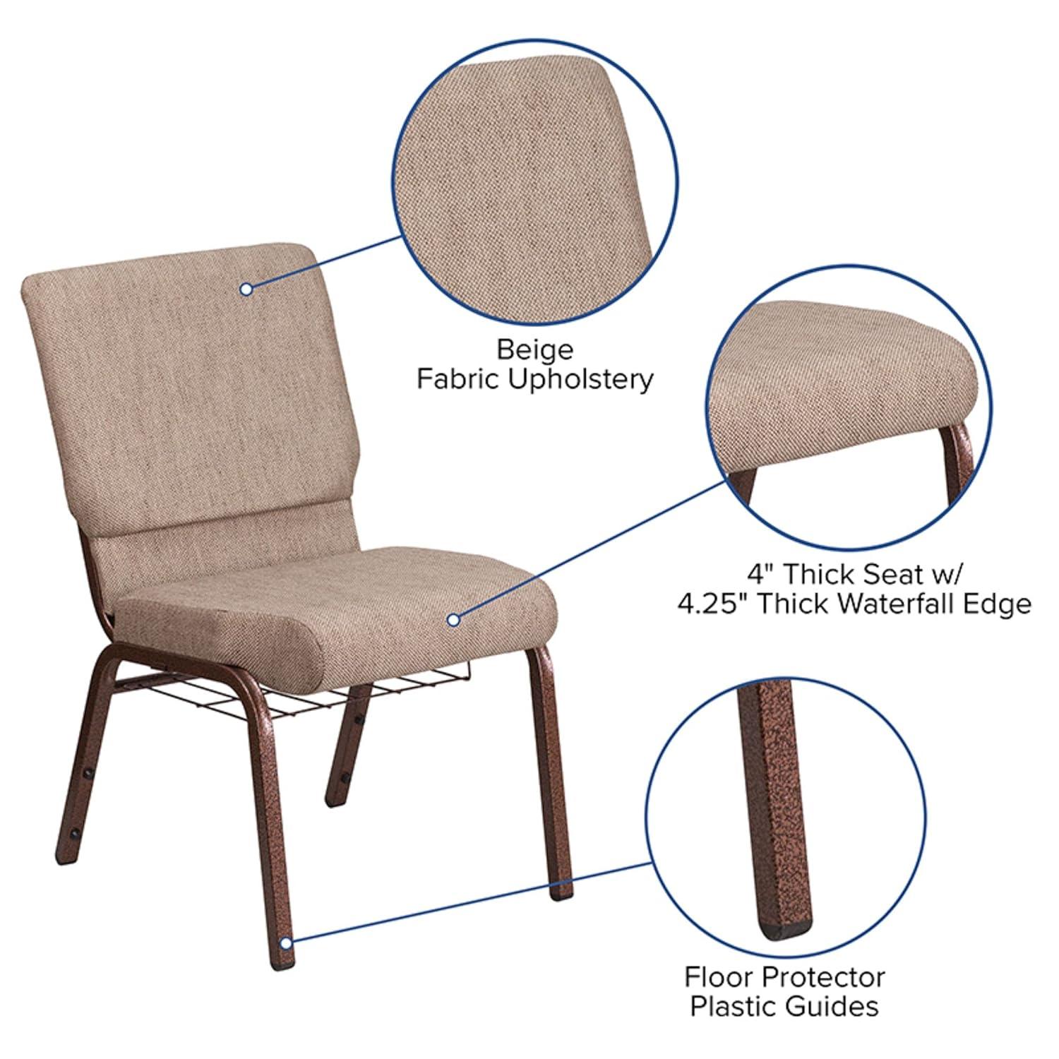 Beige Fabric Waterfall Seat Side Chair with Copper Steel Frame
